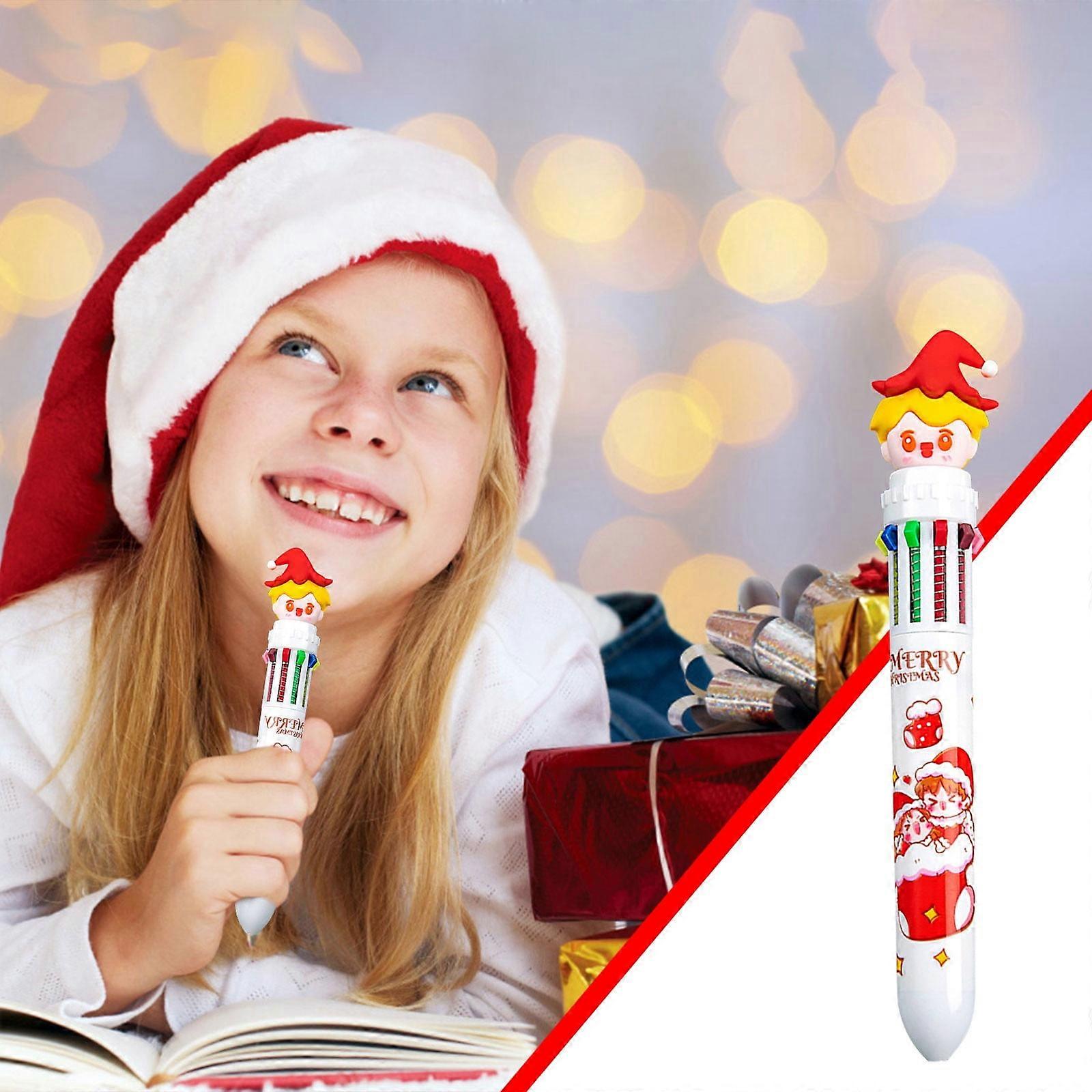 Cute 10 Colors Christmas Ballpoint Pen - 1PC Multicolor Press Pencil, Class Stationery Prize, Compatible with ZKCCNUK