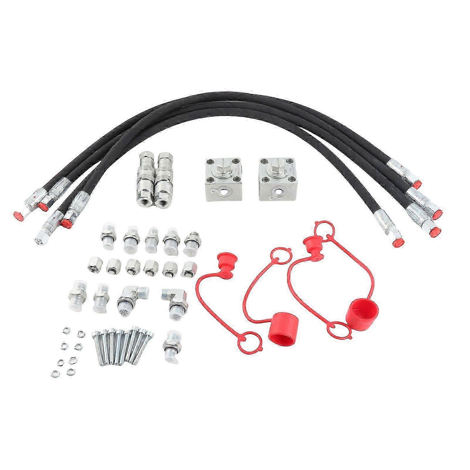 2PCS 3 Way Diverter Valves with Quick Connectors 31 Inch Flexible Hoses for 1-2 Ton Chinese Mini Excavator