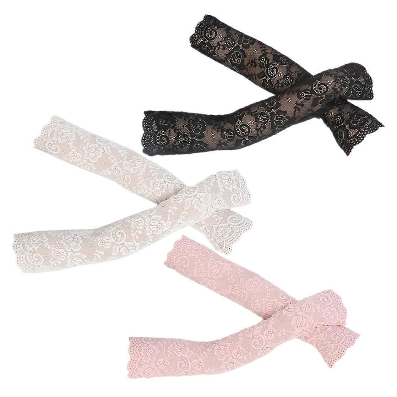 ZENGO Lot de 3 paires de manchons rafraîchissants en dentelle pour femmes, protection solaire, manchons d'été rafraîchissants