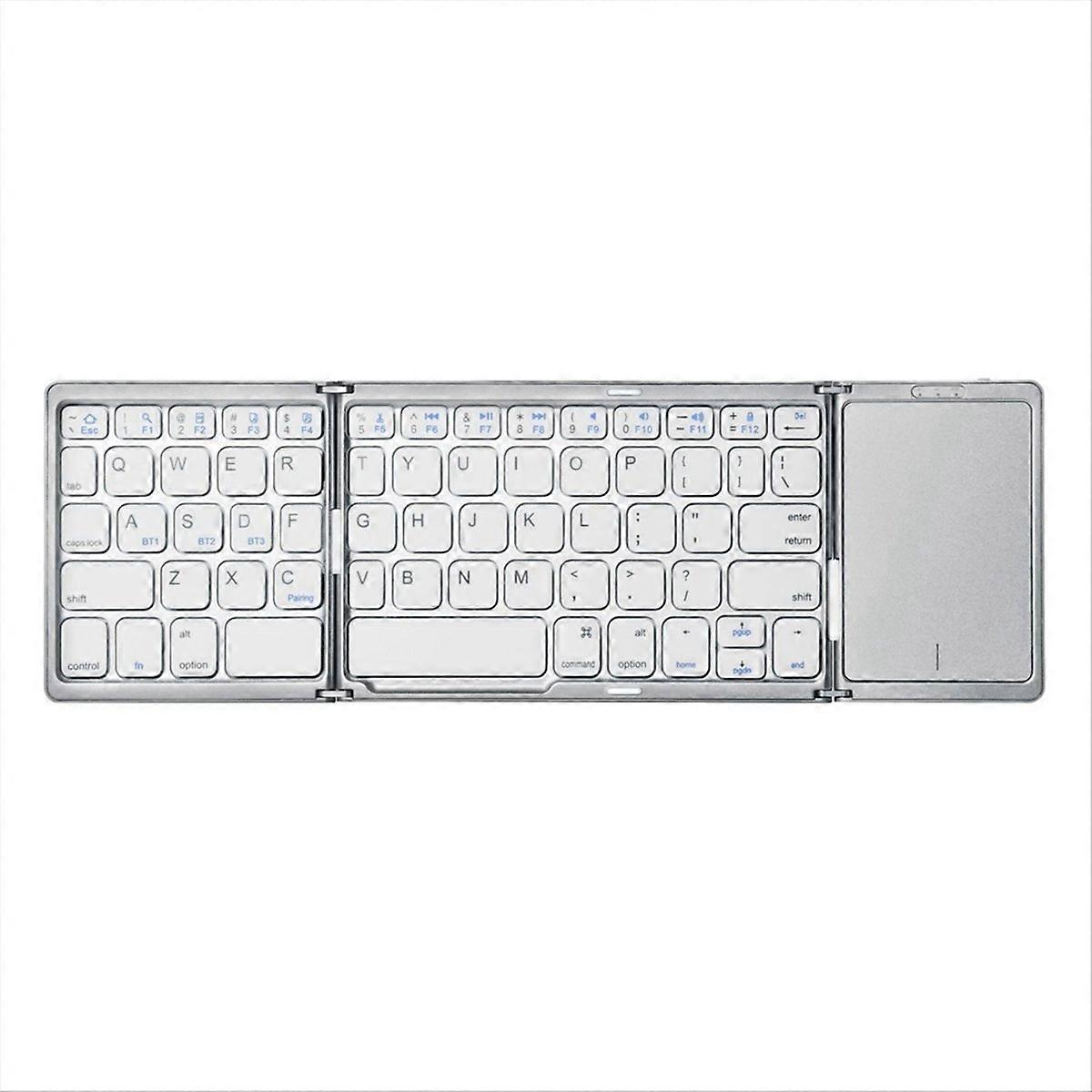 B089T Folding Keyboard with Trackpad for IOS and ,Silver