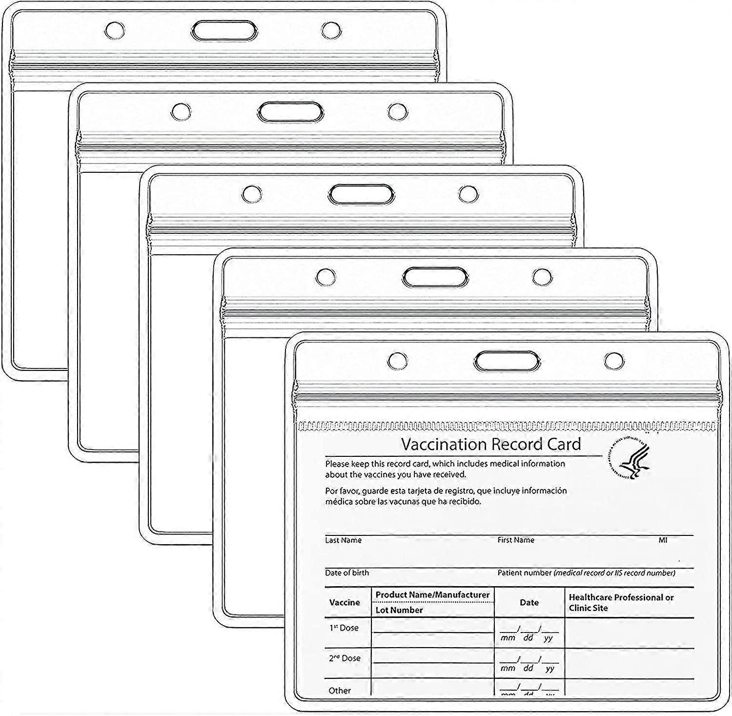 5 Pack Cdc Vaccination Card Protector, 4 X 3" Immunization Record Vaccine Card Holder, Plastic Clear Id Card Holder Name Tags Badge Holders