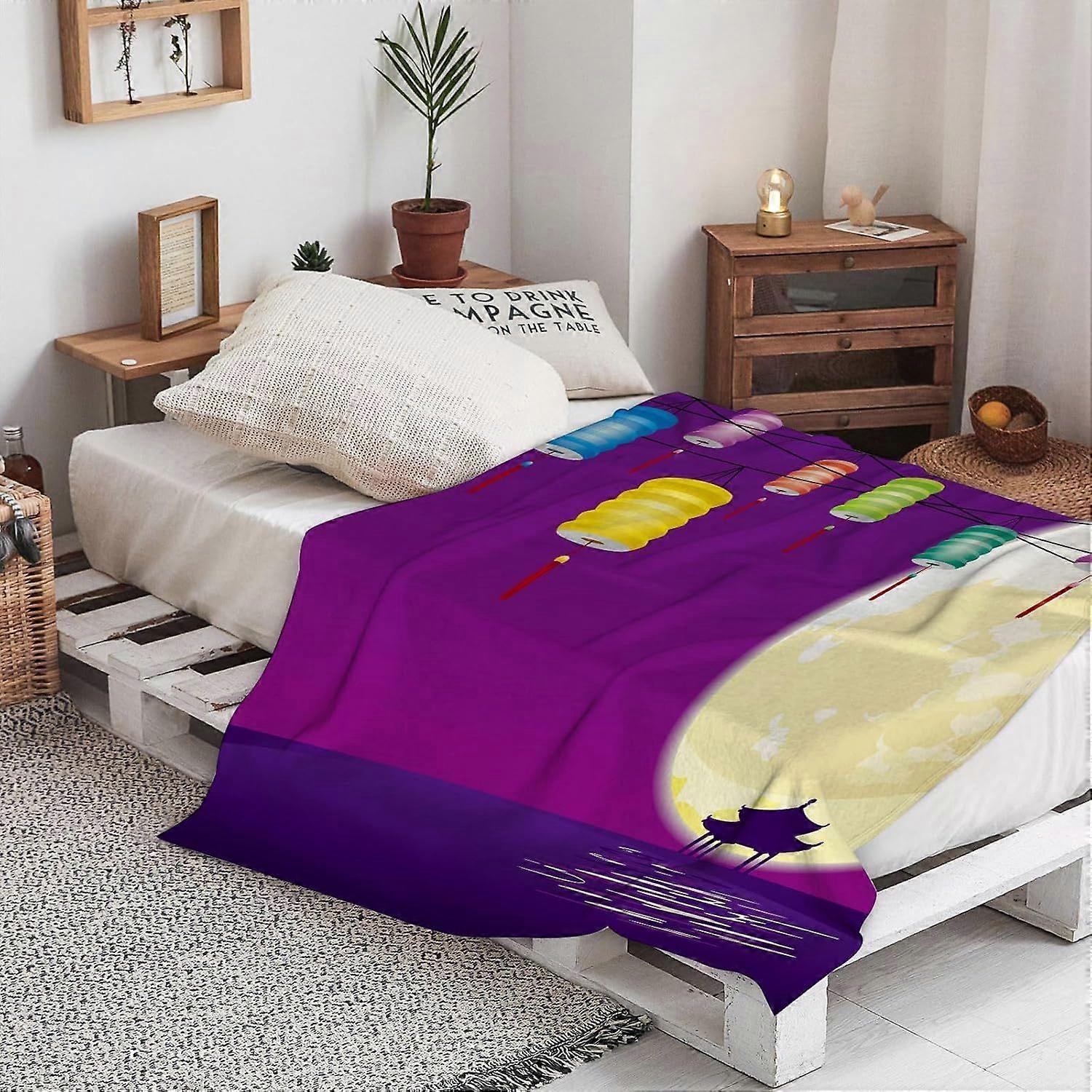 Varm Blød Mid Efterår lykønskningskort plakat banner design med fuldmåne lanterner typo Tæppe,Vinter Varm Sovesofa Kaste Seng Picnic Tæppe Tæppe Tæppe