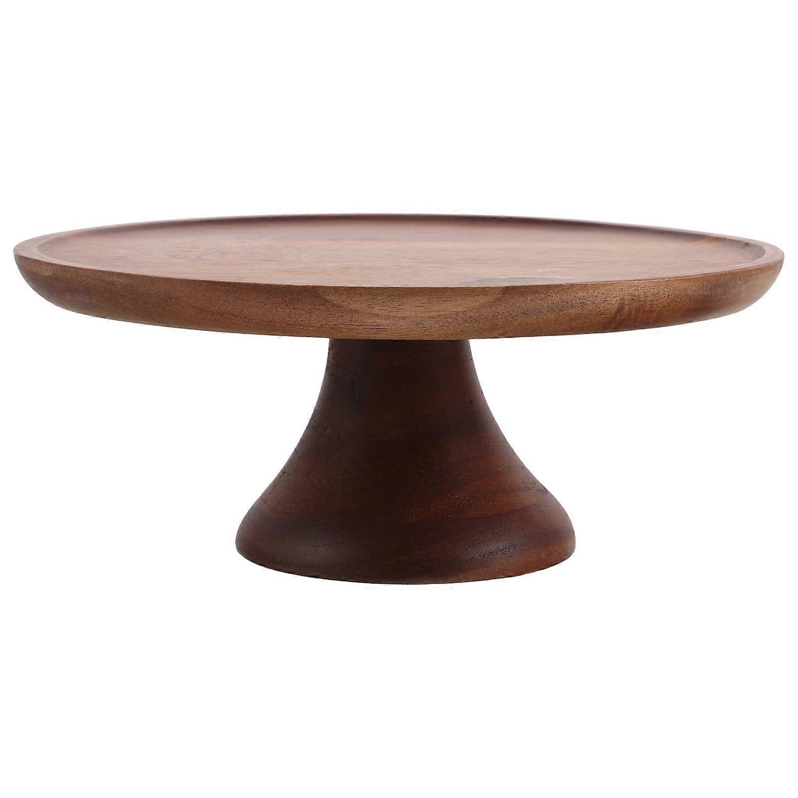 Acacia Wood Fruit Platter: Round Serving Tray - Footed Dessert Display For Cake Snack Cupcake - Dining Coffee Table Centerpiece