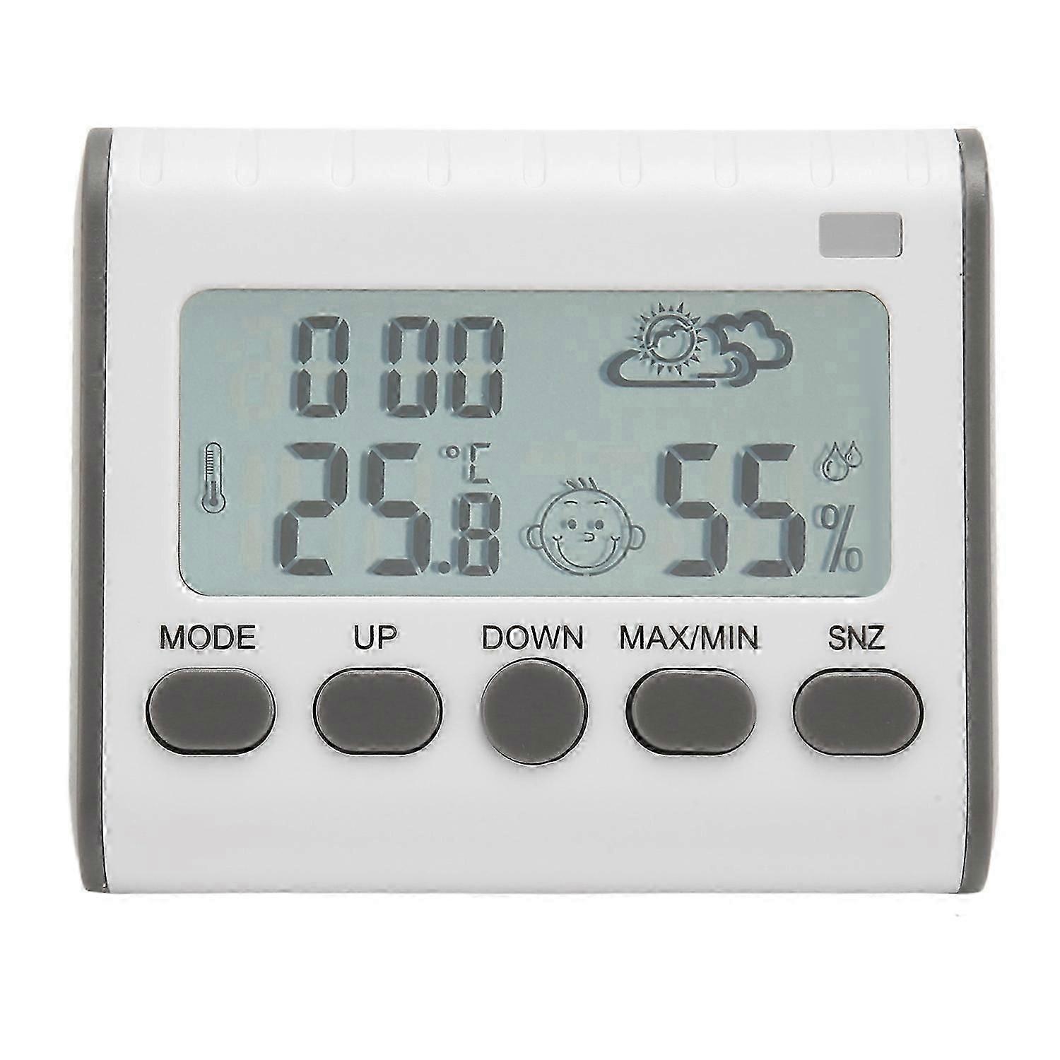 Thermometer Hygrometer Clock Digital Temperature Humidity Clock for Bedroom Dormitory Office
