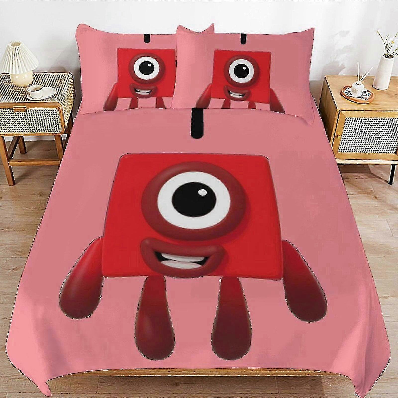 bedding set CA398 Numberblocks Bed Duvet Cover Microfiber Bedding Sets 3D Printed Lightweight 3 Piece Comforter Sets, 1 Duvet Cover And 2 Pi