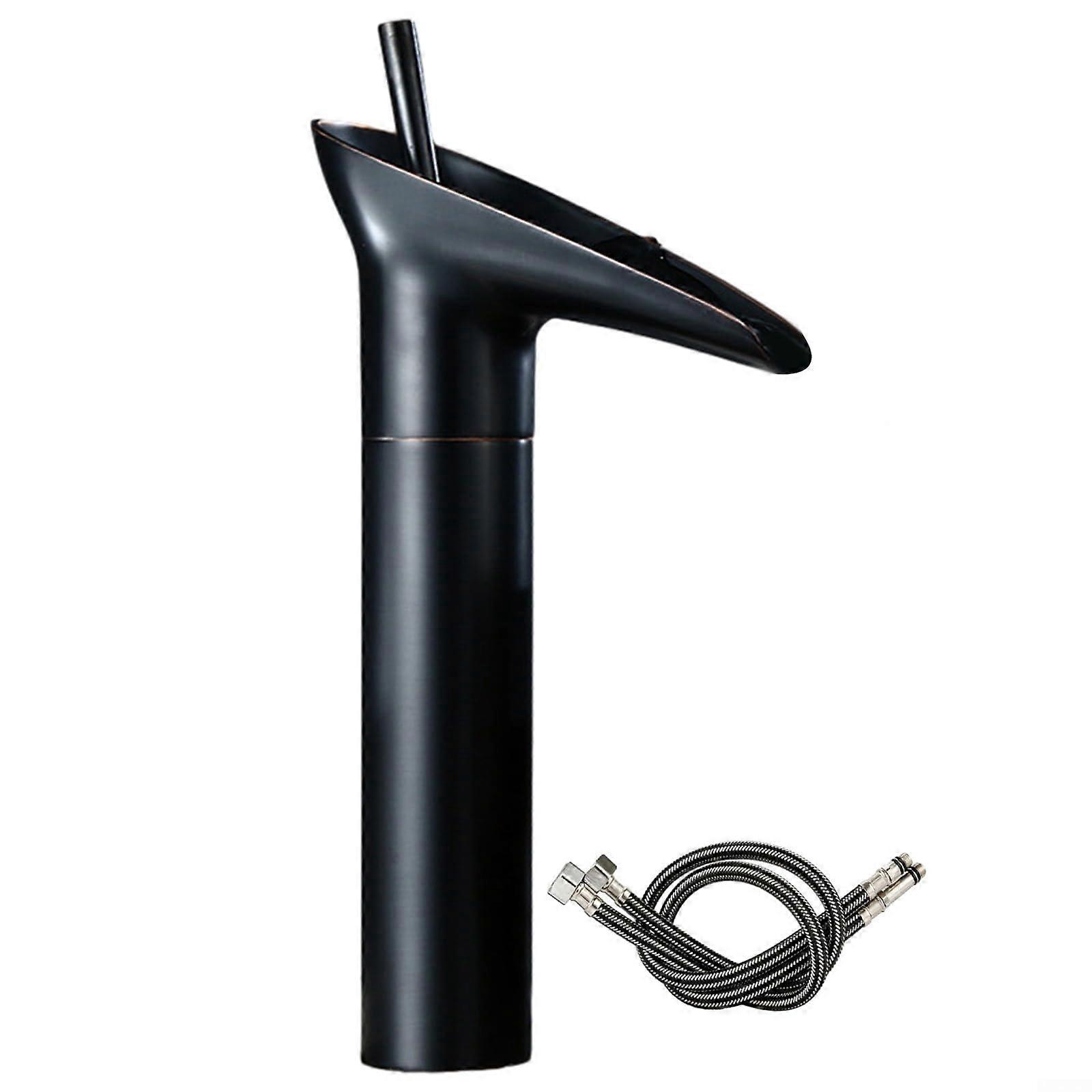 Retro Basin Faucet Waterfall Flow Vintage Charm Smooth Water Experience Tall Black Finish