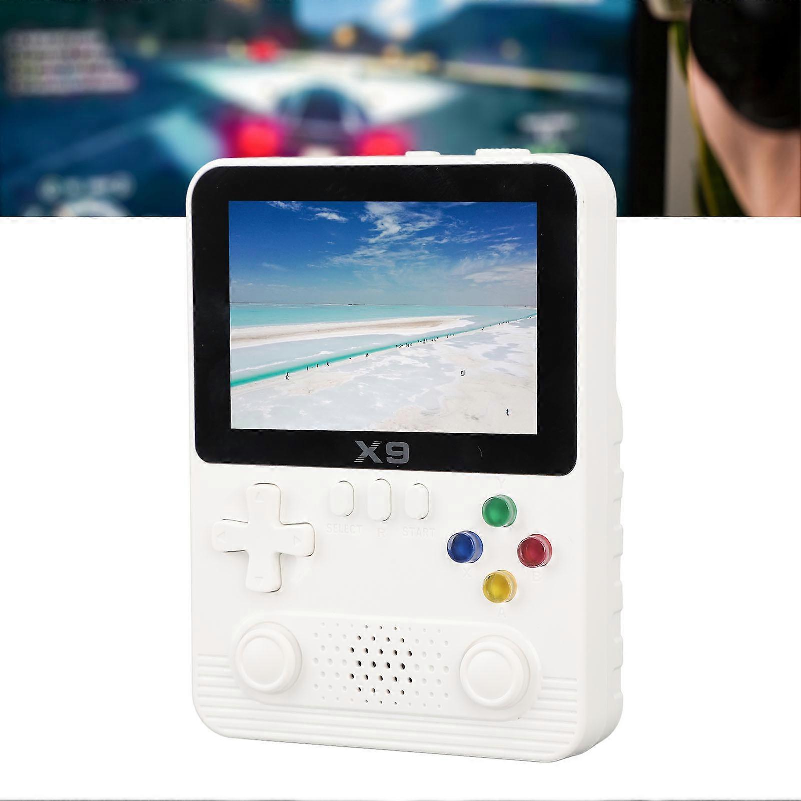 Handheld Games Consoles 3.5 Inch IPS Screen Support Connecting TV Two Players Portable Game Player with 32G Memory Card for Kids White 