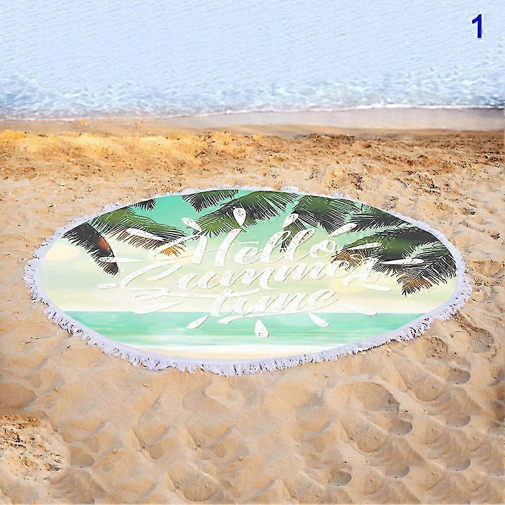 Quick-dry Round Colorful Floral Print Beach Towel with Tassel New