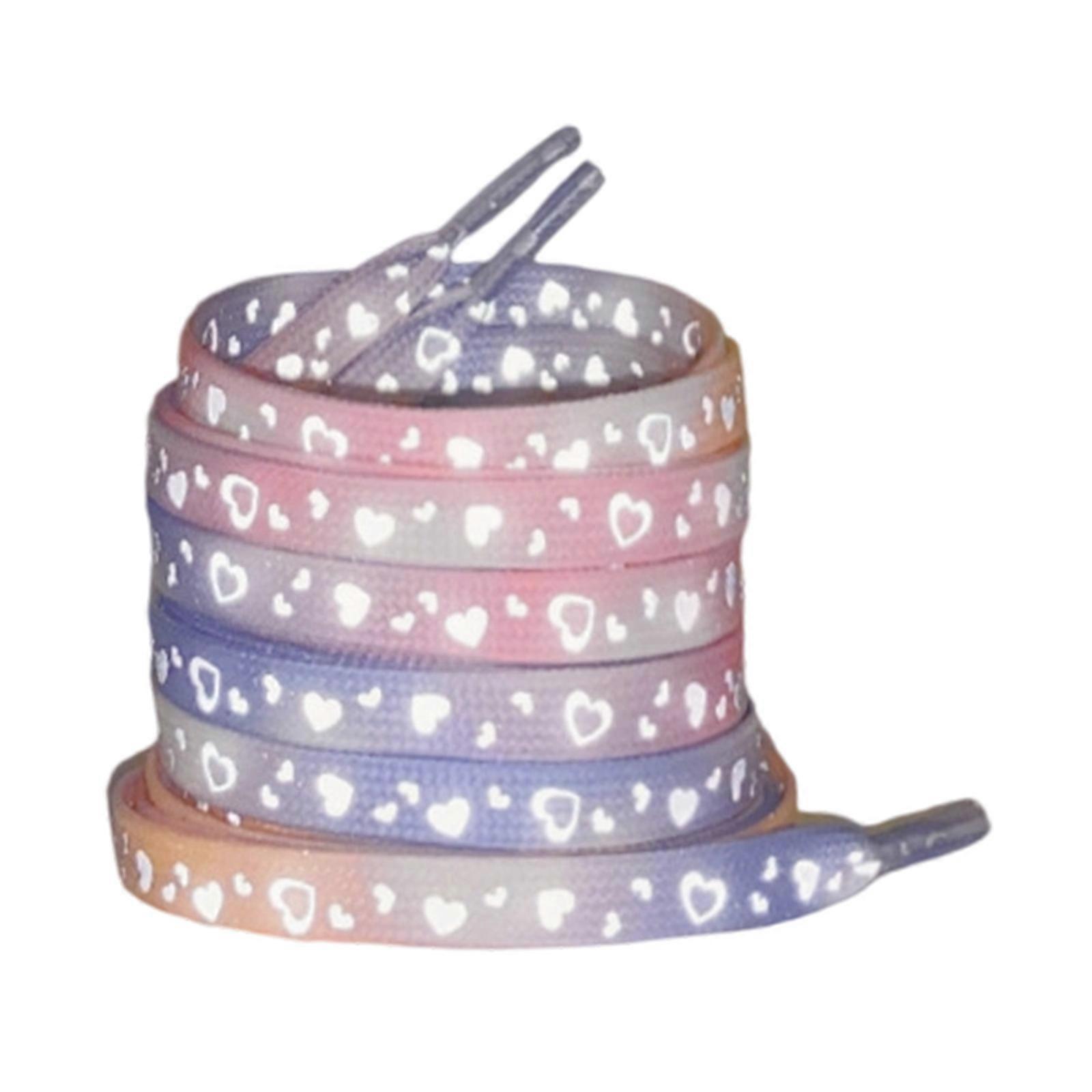 Reflective Shoelaces Fashionable Heart Pattern Unisex Laces Shoe Strings for Multiple Footwear Styles Accessories  Purple pink