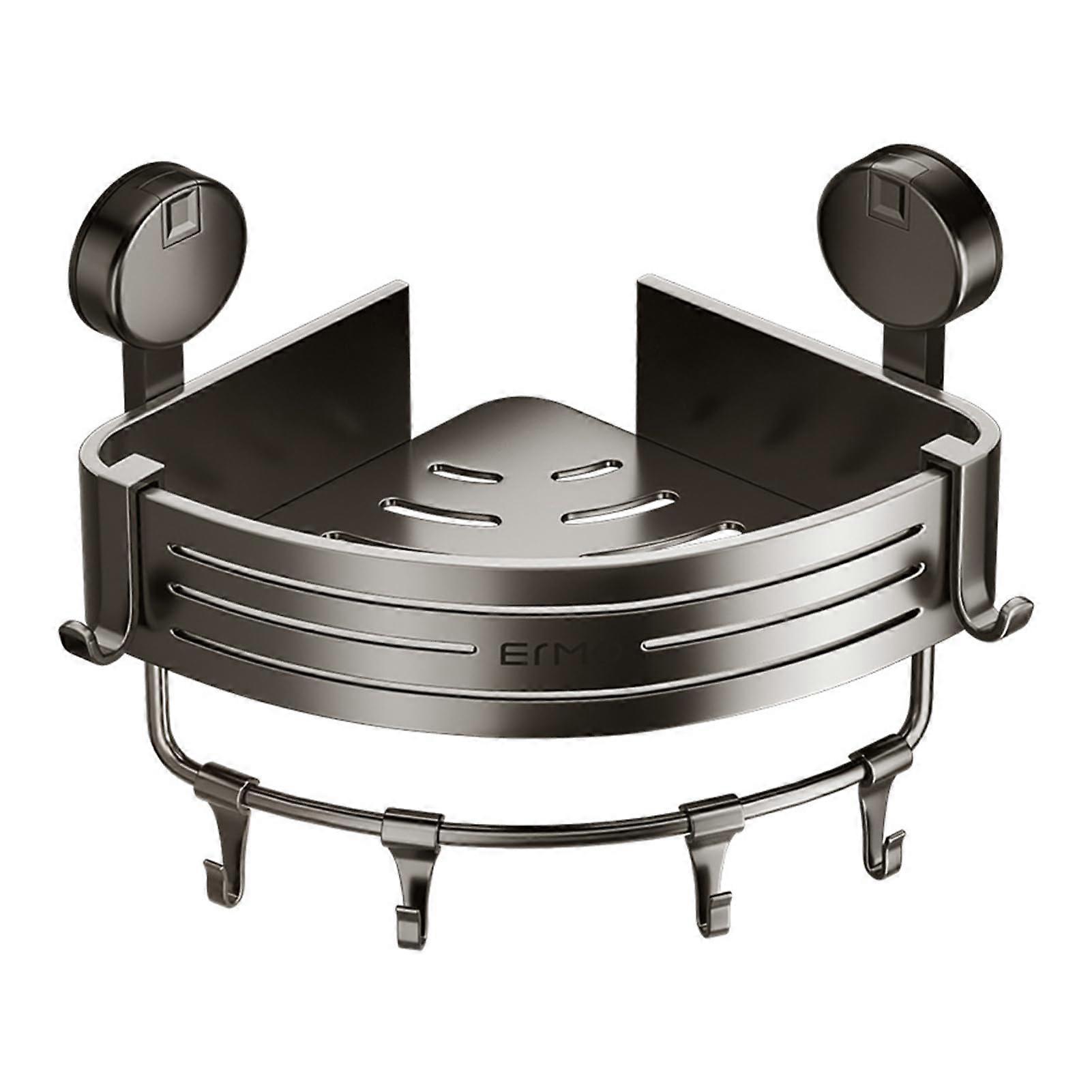 Vacuum Suction Cup Shower Caddy Removable NoDrilling Waterproof Shelf Organizer For Shampoo Razors Soap With Hooks