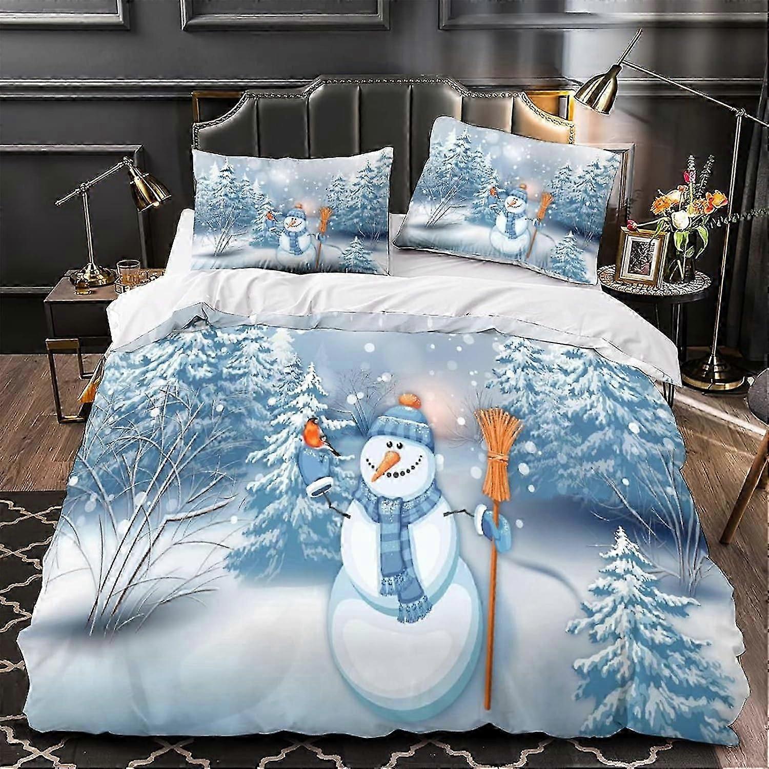 Conjunto de Capa de Edredom com Conjunto de Presente de Natal com Impressão de Natal para Crianças Adolescentes Adultos Capa de Edredom com Fechamento