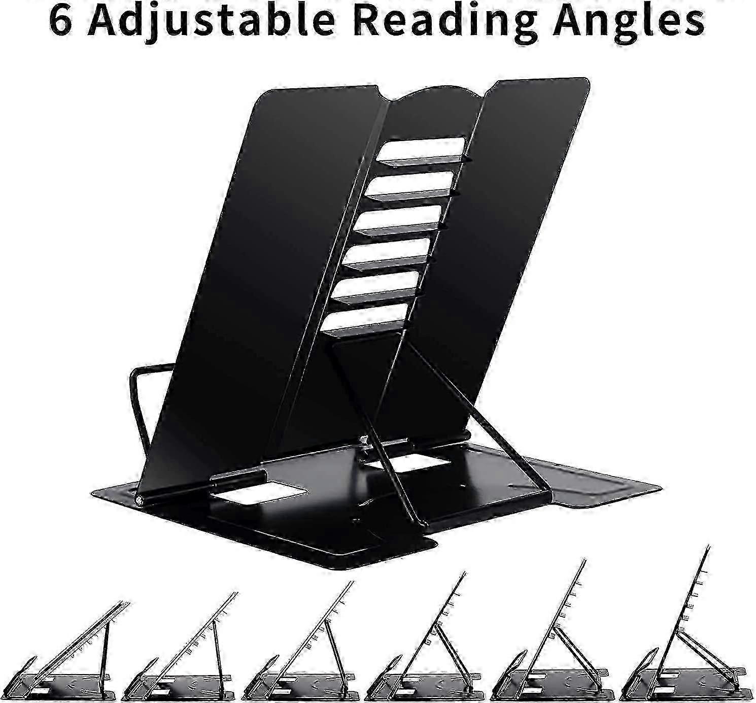 Metal Bookshelf Reading Bookshelf Lightweight Cooking Bookshelf Portable Stand (Black)