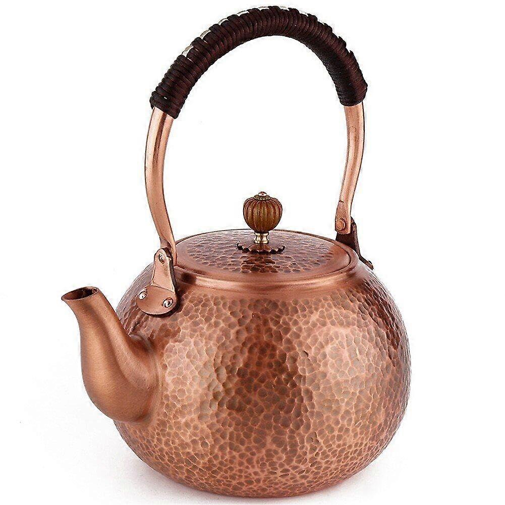 Solid Copper Tea Pot Handcrafted Stovetop Kettle Hammered Finish Thick Copper Teapot Pure Copper Kettle