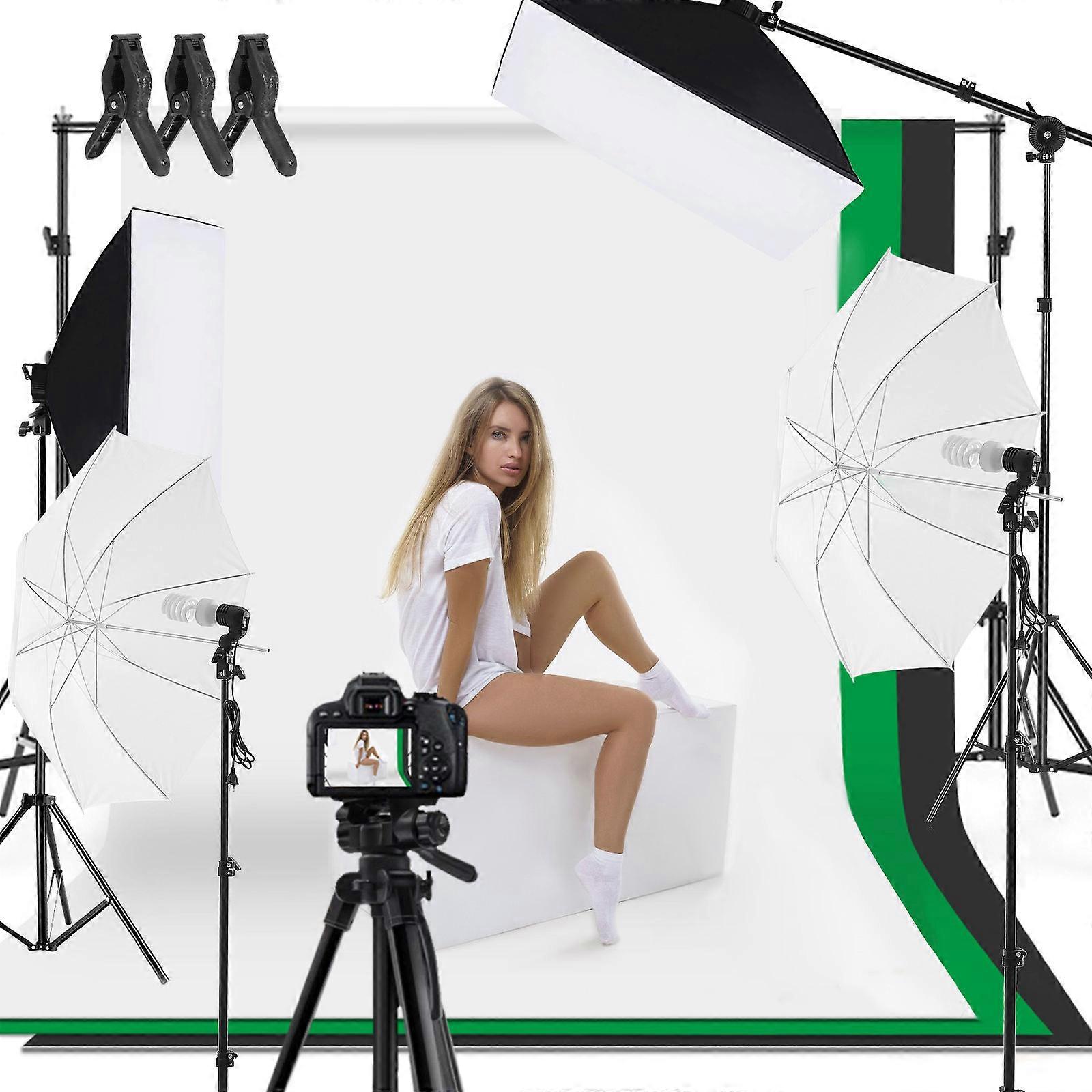 Photography Lighting Kit Softbox Lighting for Studio Use 1Set with Backdrop Stand