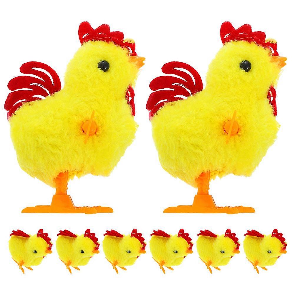 8Pcs Wind Up Chicken Toy Hopping Toys for Kids Assorted Color Plush
