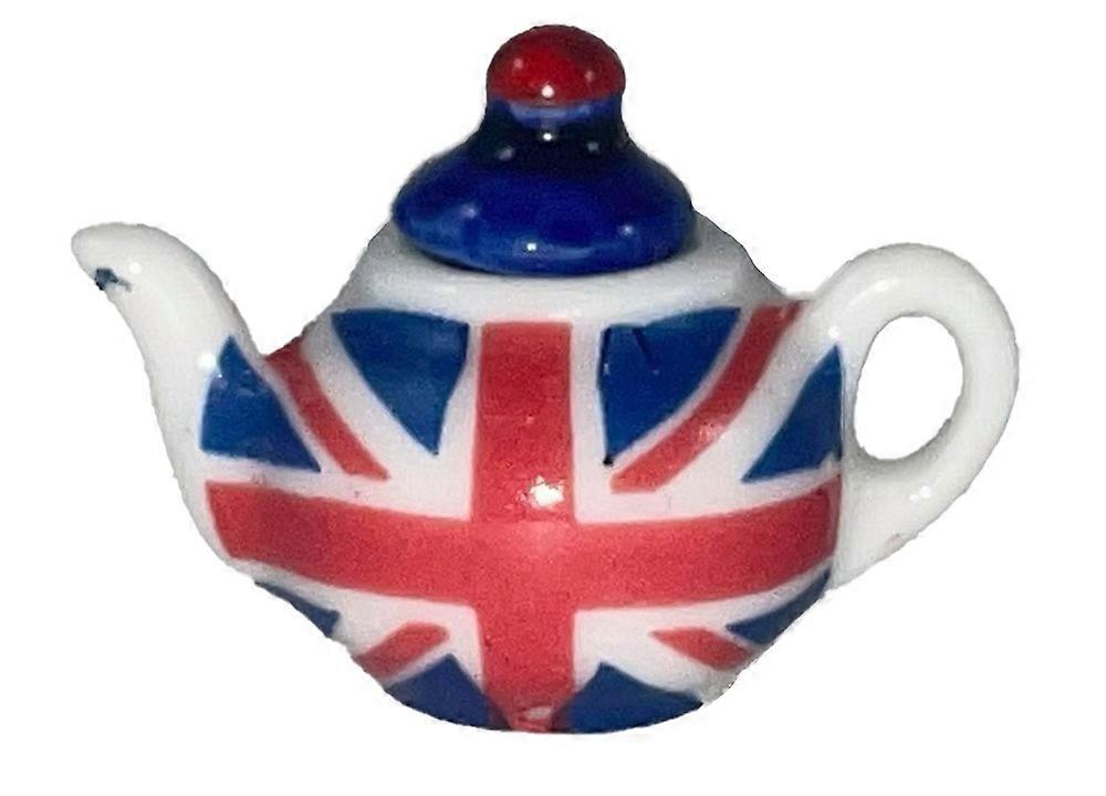 بيت الدمى العلم البريطاني إبريق شاي مطبخ مصغر ملحق طعام 1:12 مقياس