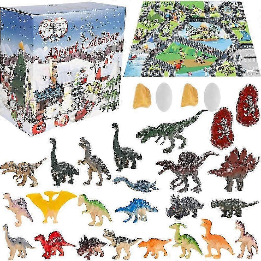 Dinosaur Advent Calendar 2024 - Jurassic Park Advent Calendar 2024 with Playmat Rug, 24 Day Countdown, Perfect for Christmas Party Favors