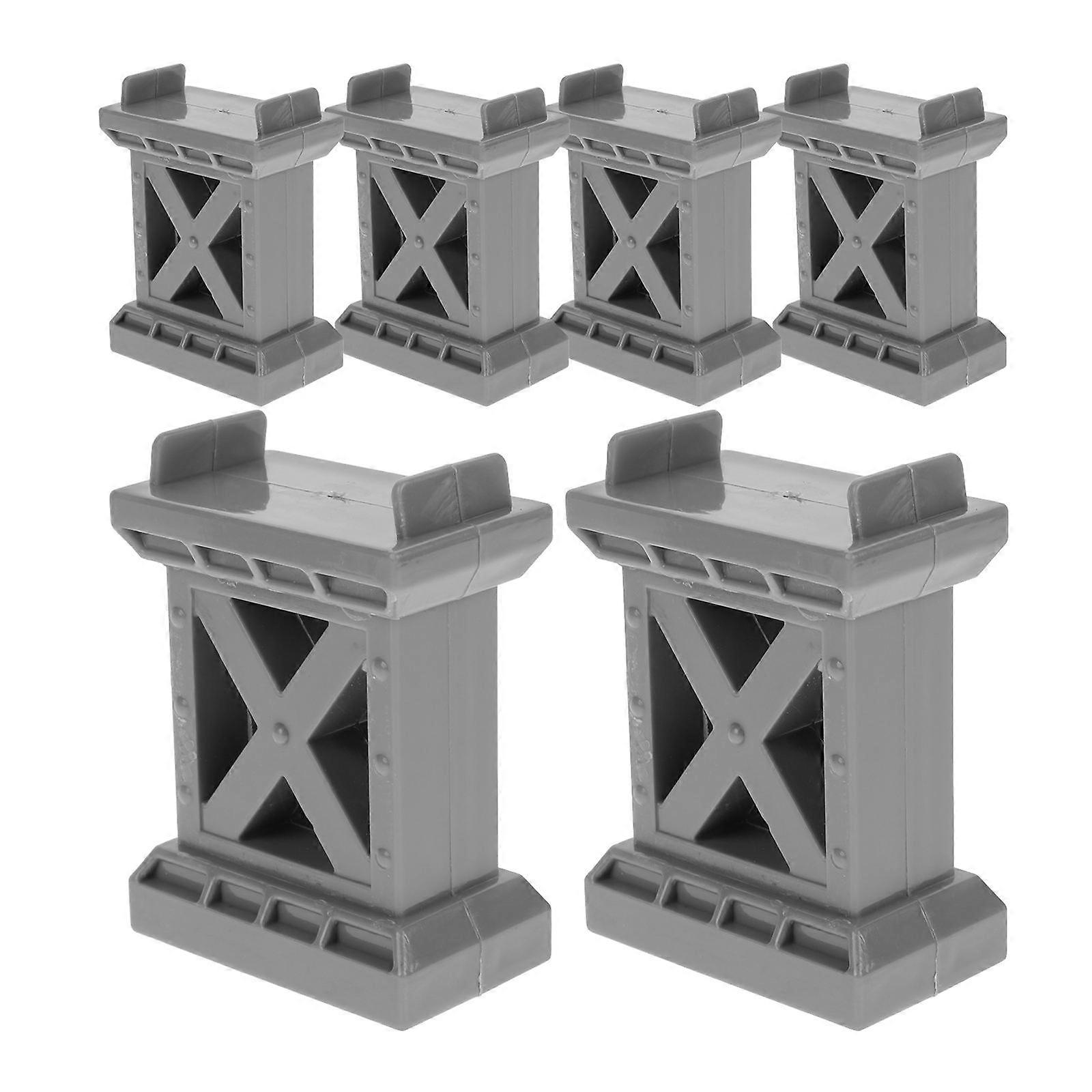 6pcs Train Bridge Pier High Level Blocks Track Riser Stabilizers Train Bridge Supports