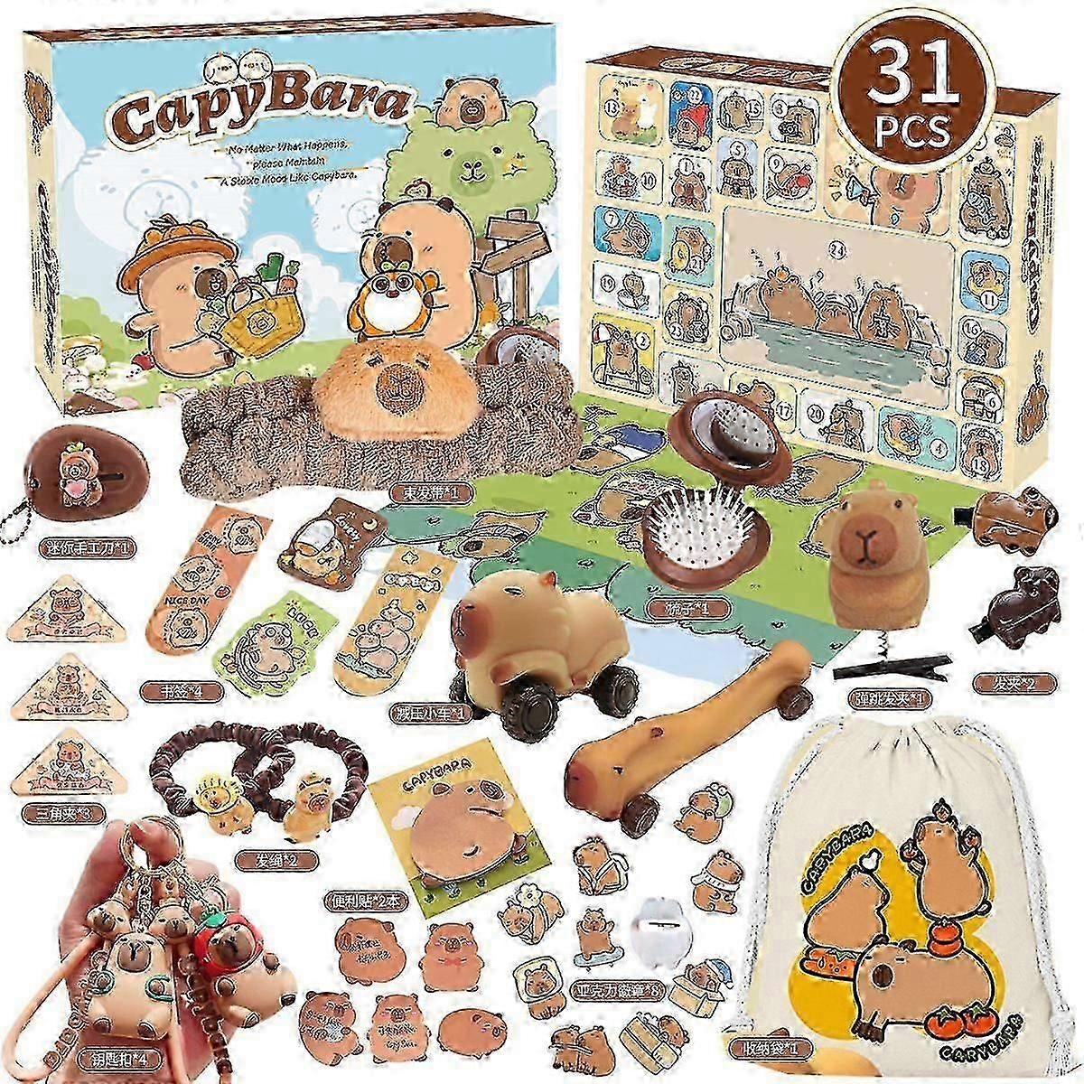 Calendar de Advent 2025 Calendar de cadouri de Crăciun pentru fete - Accesorii pentru calendarul de Advent Decorațiuni de Crăciun Capibara - DX