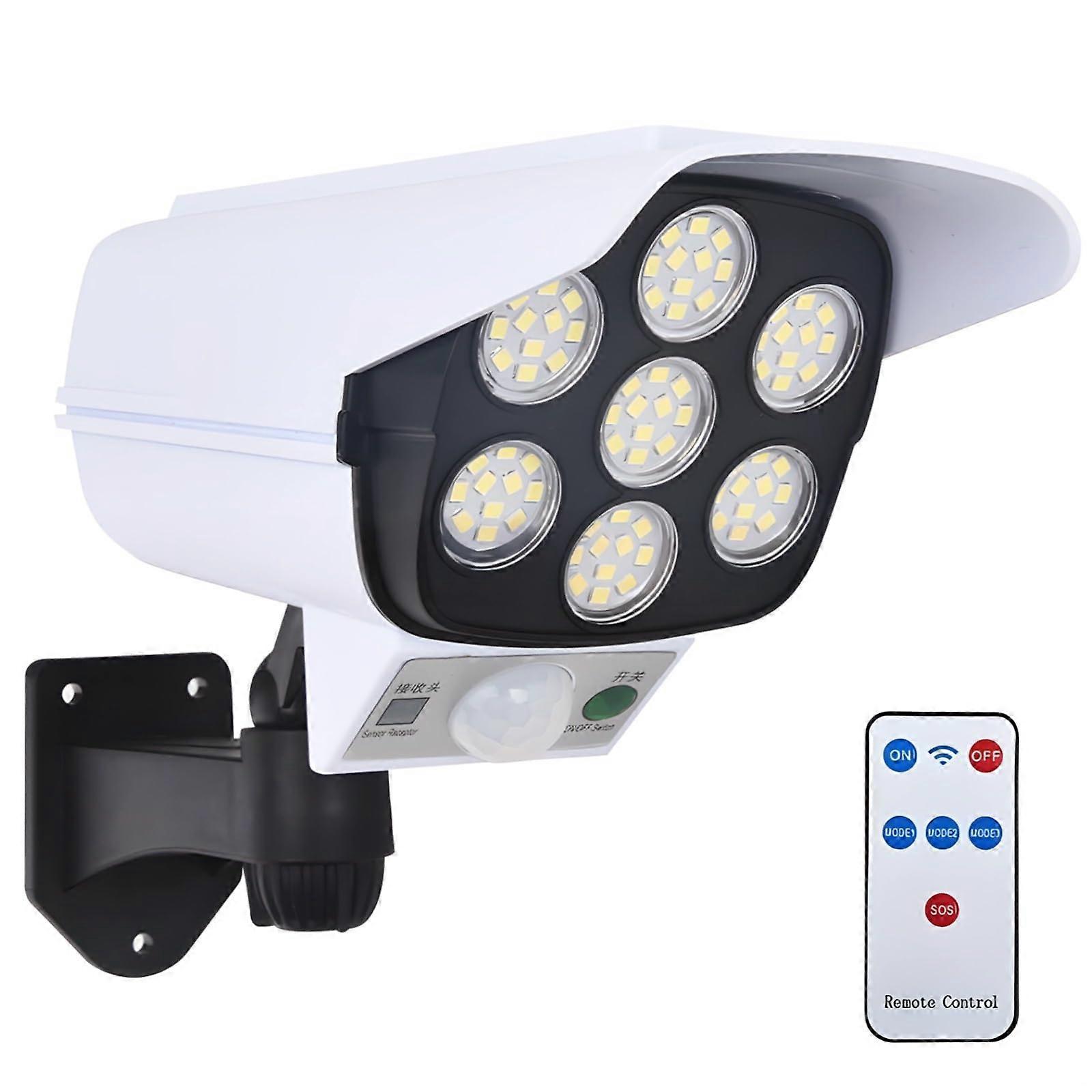 Solar Powered Outdoor Security Floodlight with 77 LEDs, Waterproof Wall Lamp, Adjustable Angle, Remote Control