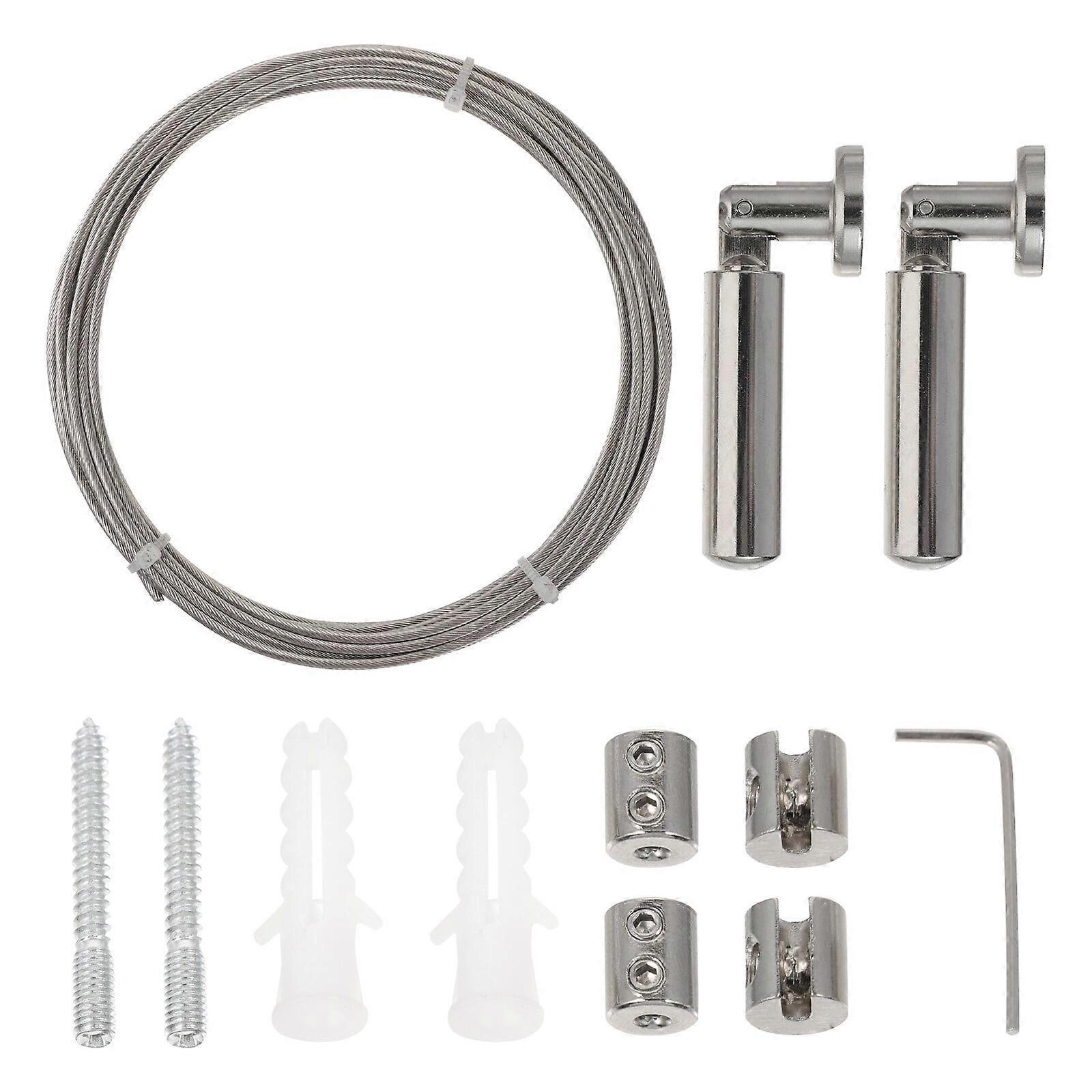 1 Set 5M Stainless Steel Clothes Hanging String Curtain Drape Wire Rod Set