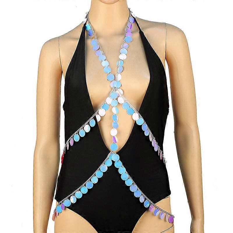 Sexy Layered Sequin Body Chain Jewelry Necklace Women Bikini Waist Belly Chain Festival Wear