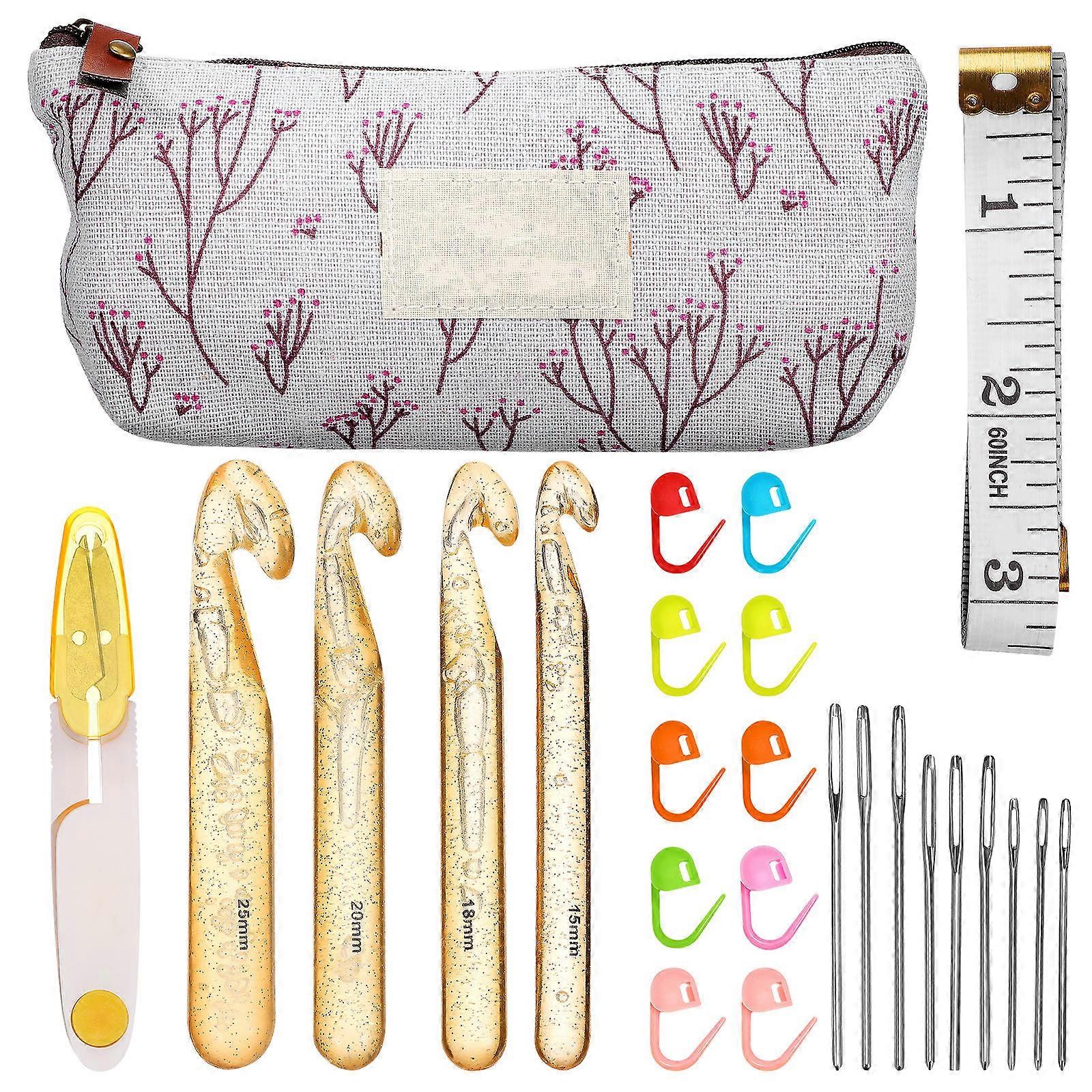 Flow Sand Crochet Hooks for Craft Use 1Set with Additional Tools and Markers
