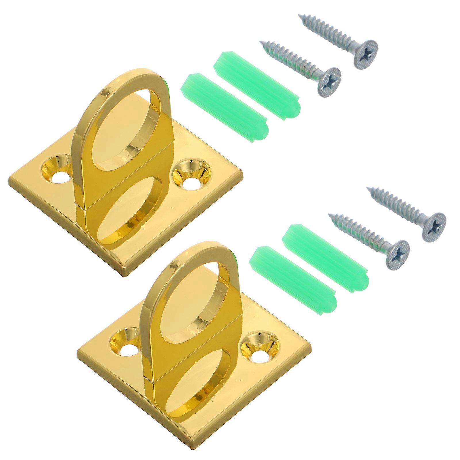 Golden Zinc Alloy Loop Wall Plate Hook for Queue Line Barrier 2Pcs