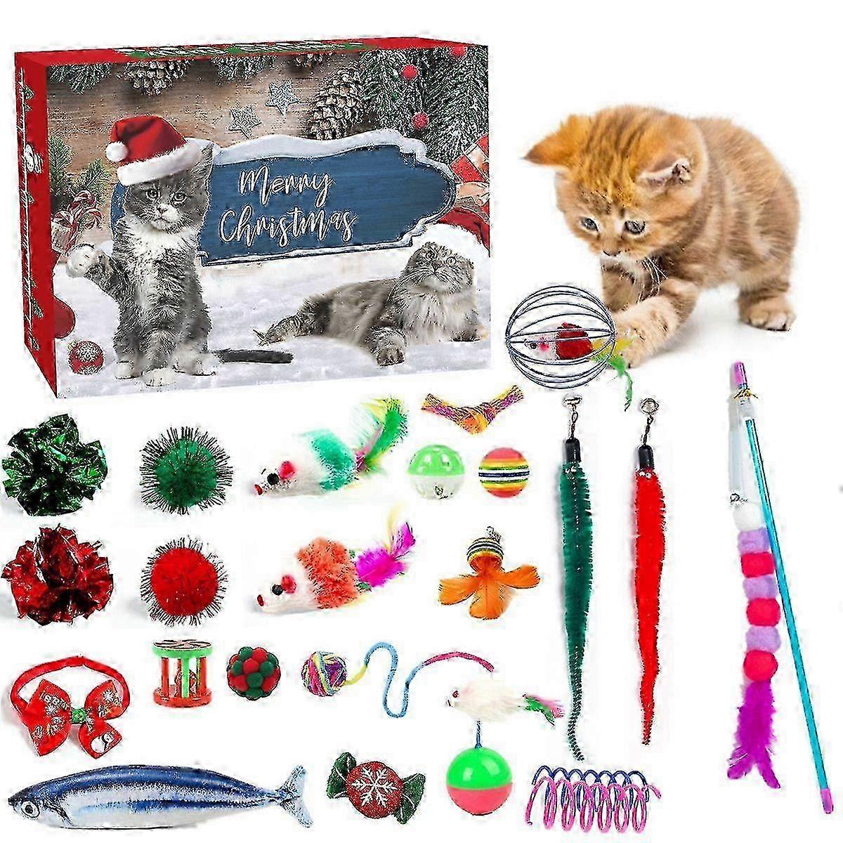 Christmas Countdown Box for Cats with Catnip Toys