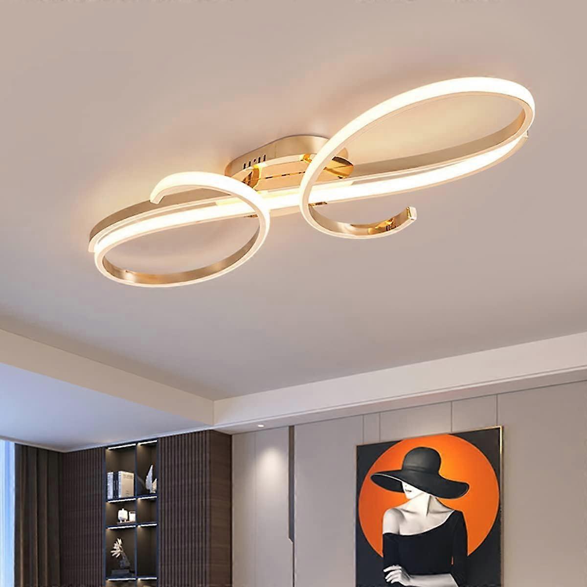 LED Ceiling Light Dimmable Spiral Design with Adjustable Color Temperature Gold Pendant Lamp 39.3in