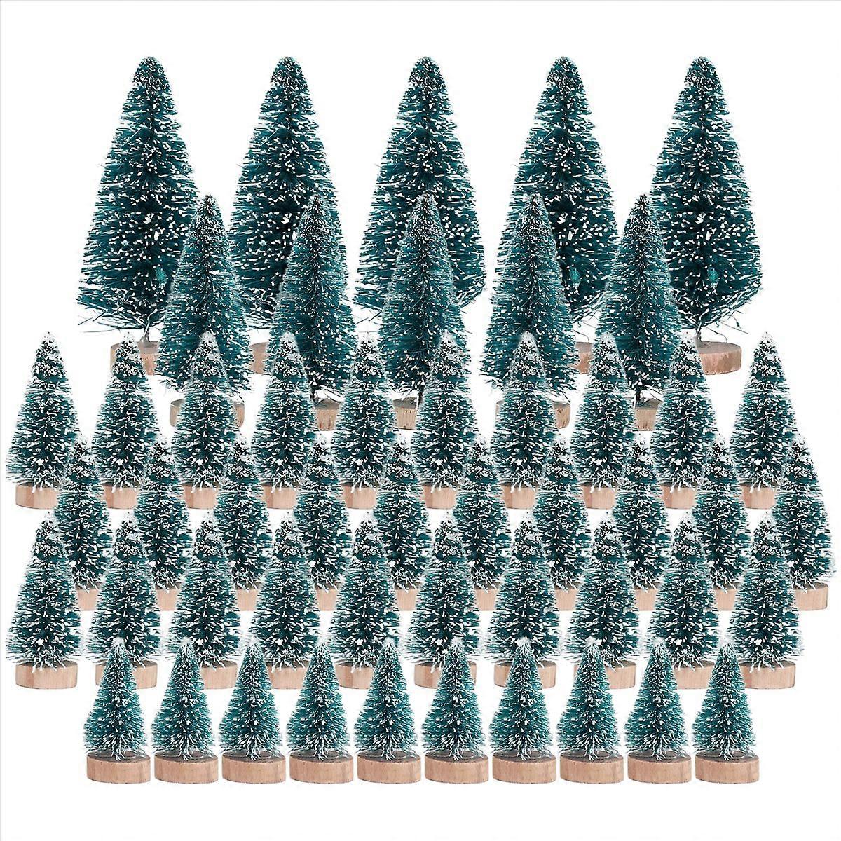 50PCS Miniature Artificial Christmas Tree Small Snow Frost Trees Pine