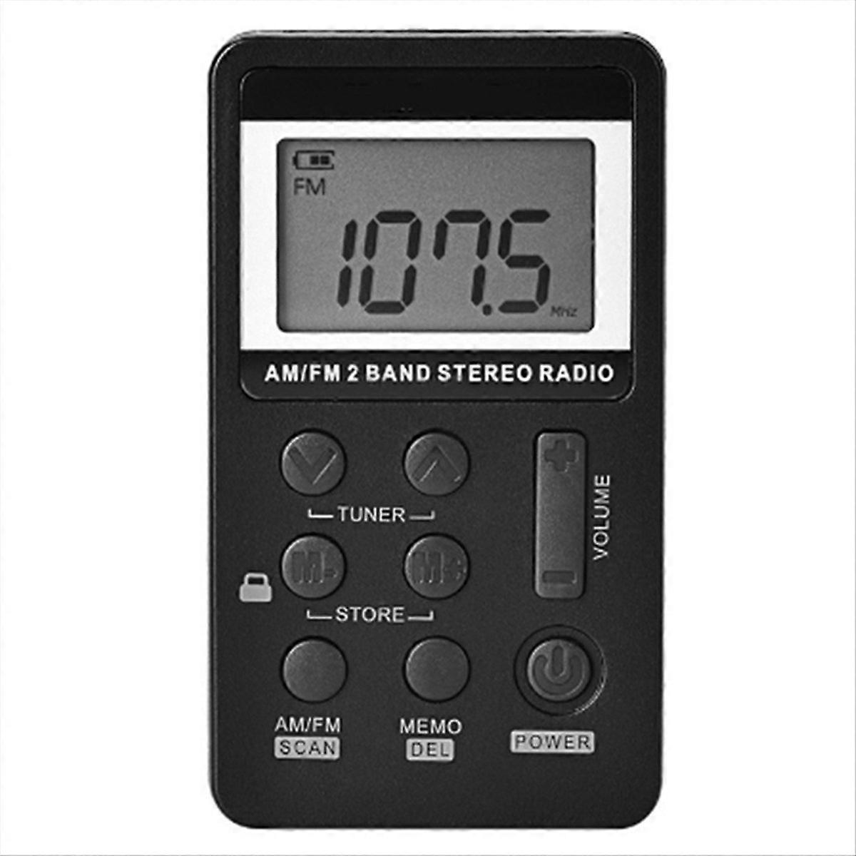 Portable FM Radio with Rechargeable Battery Enjoy on-the-Go Listening with Earphones and Digital Display