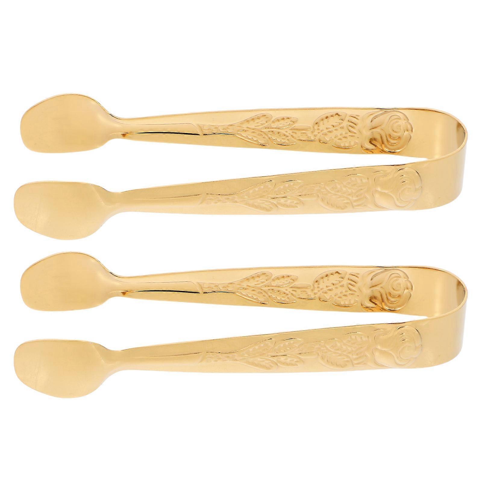 Elegant Design Ice Cube Tongs Ideal For Parties In Gold Color Serving Sugar Cubes 2Pcs