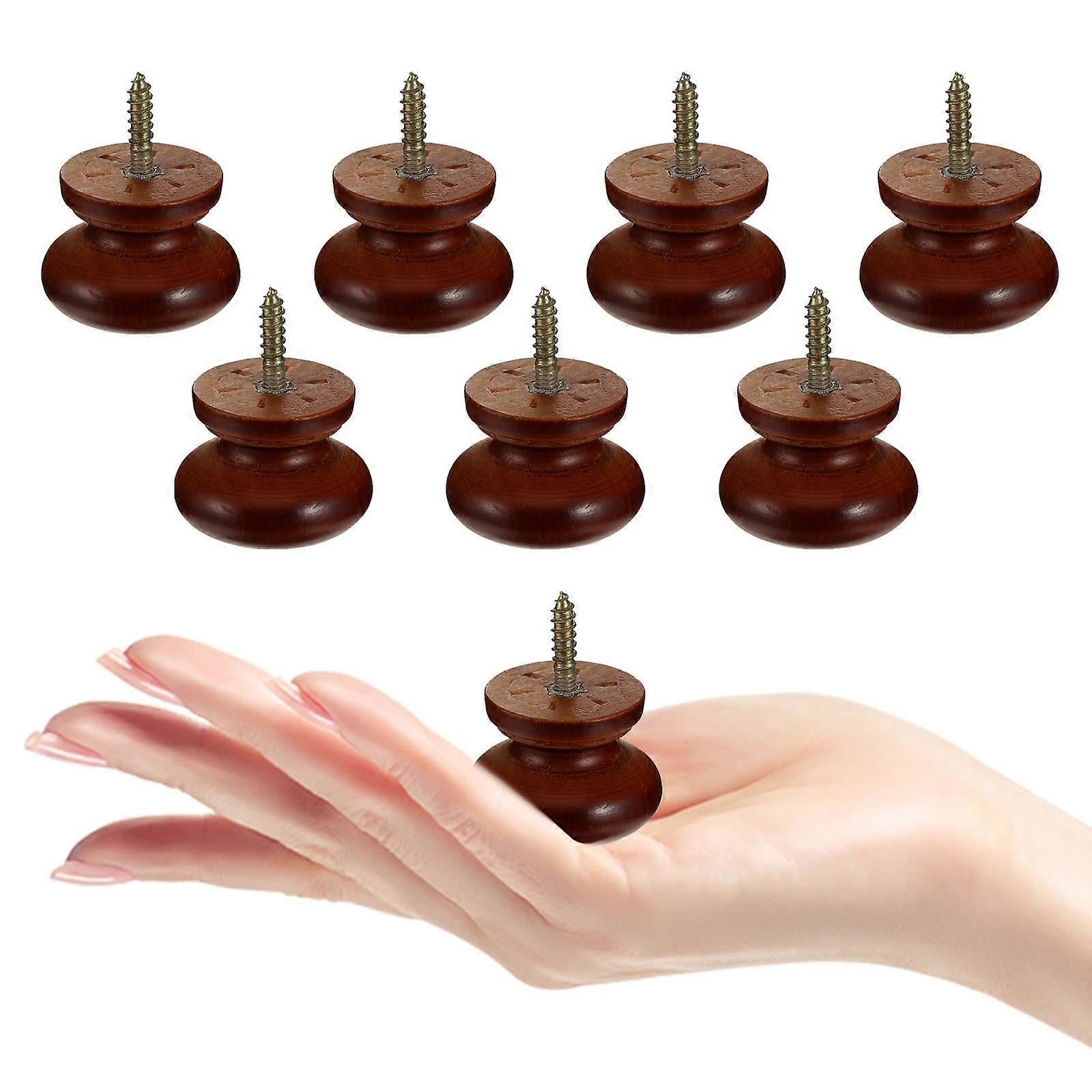 8pcs Wood Door Knobs Durable Round Handle for Drawers Wardrobe Door Knob