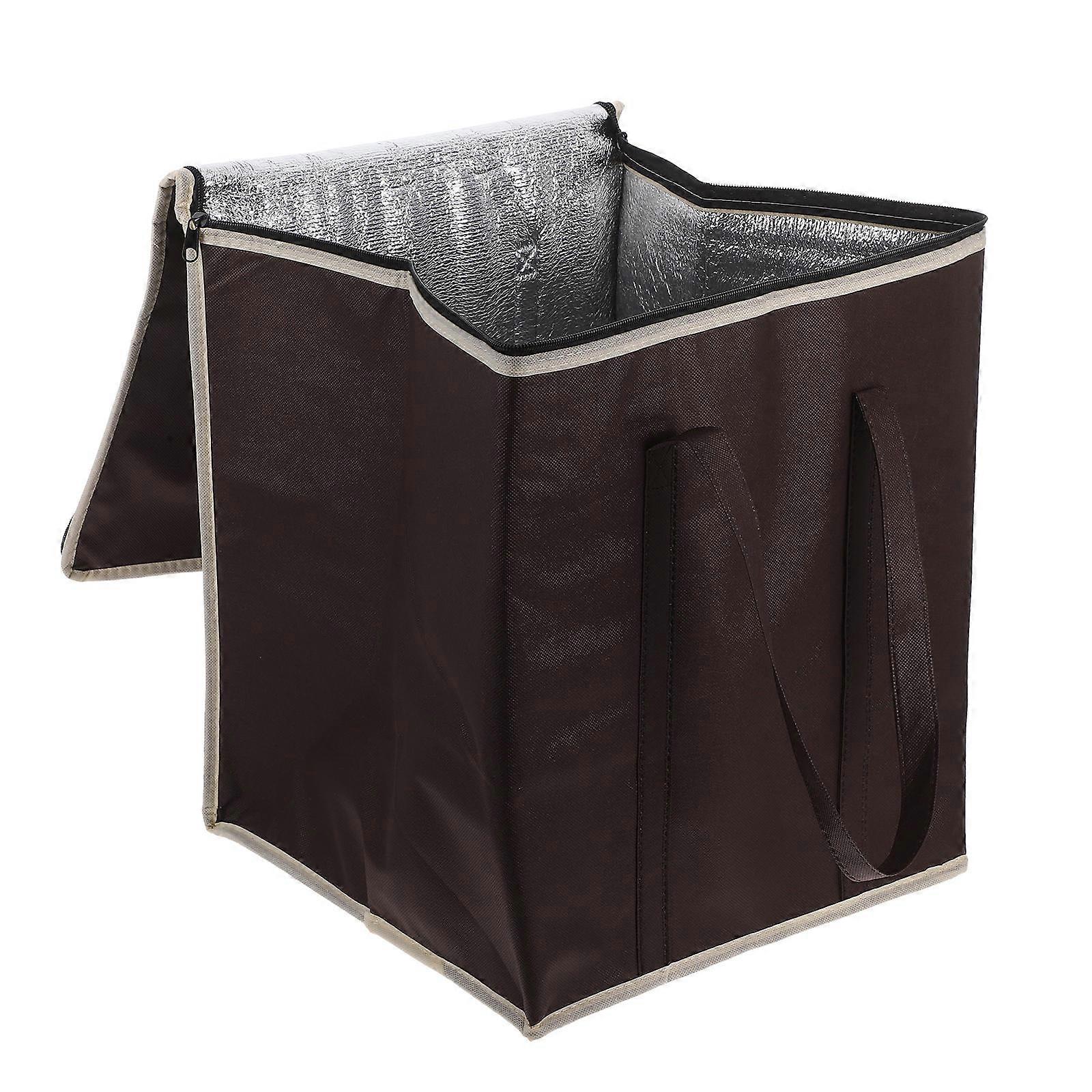 Thermal Cooler Tote For Family Outings And Travel In Coffee Color Utilizing Aluminum Foil Material For Food Storage 1Pack