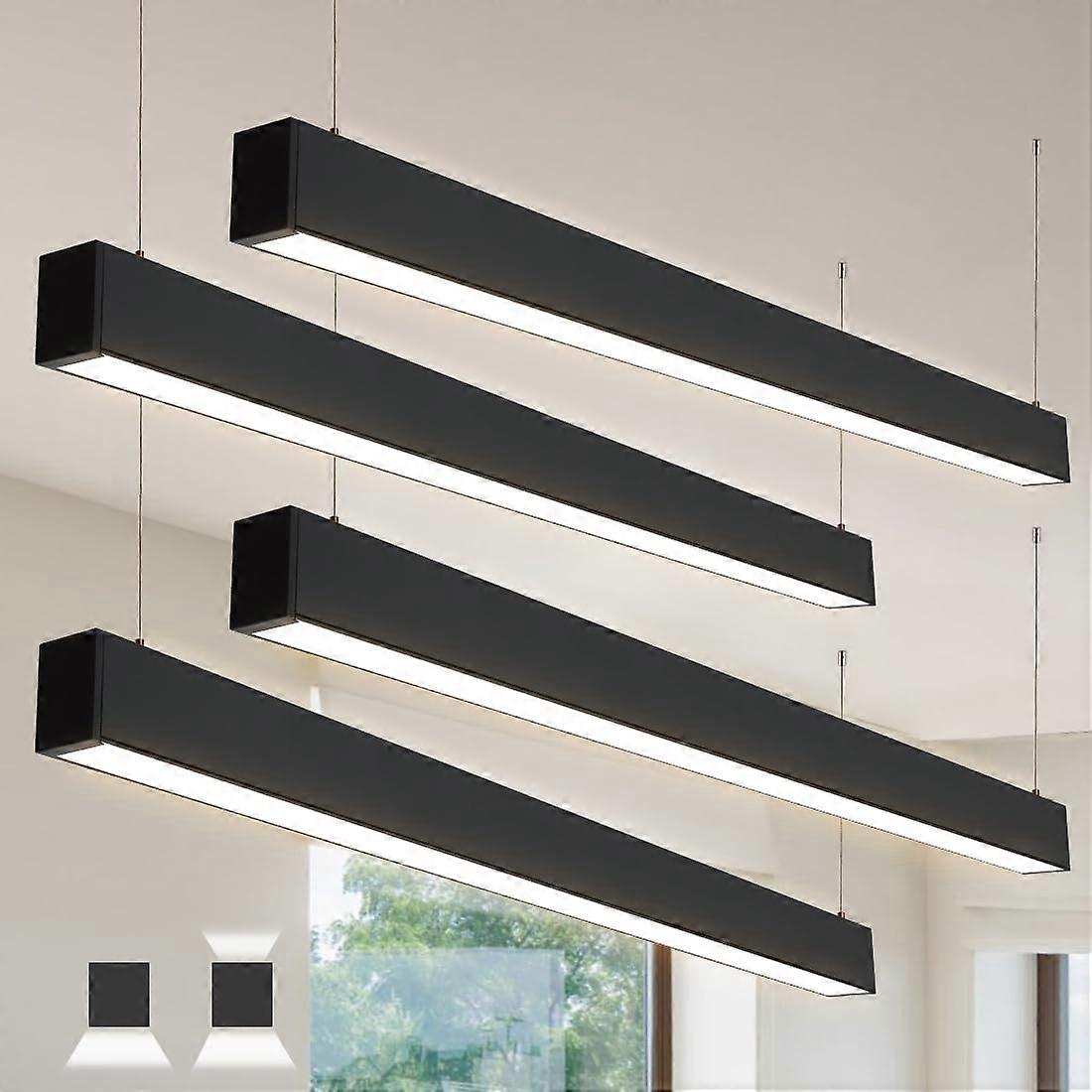 4FT LED Linear Pendant Light, Dimmable with Adjustable Wattage, Dual Modes, 3 Color Temps, ETL, 4 Pack