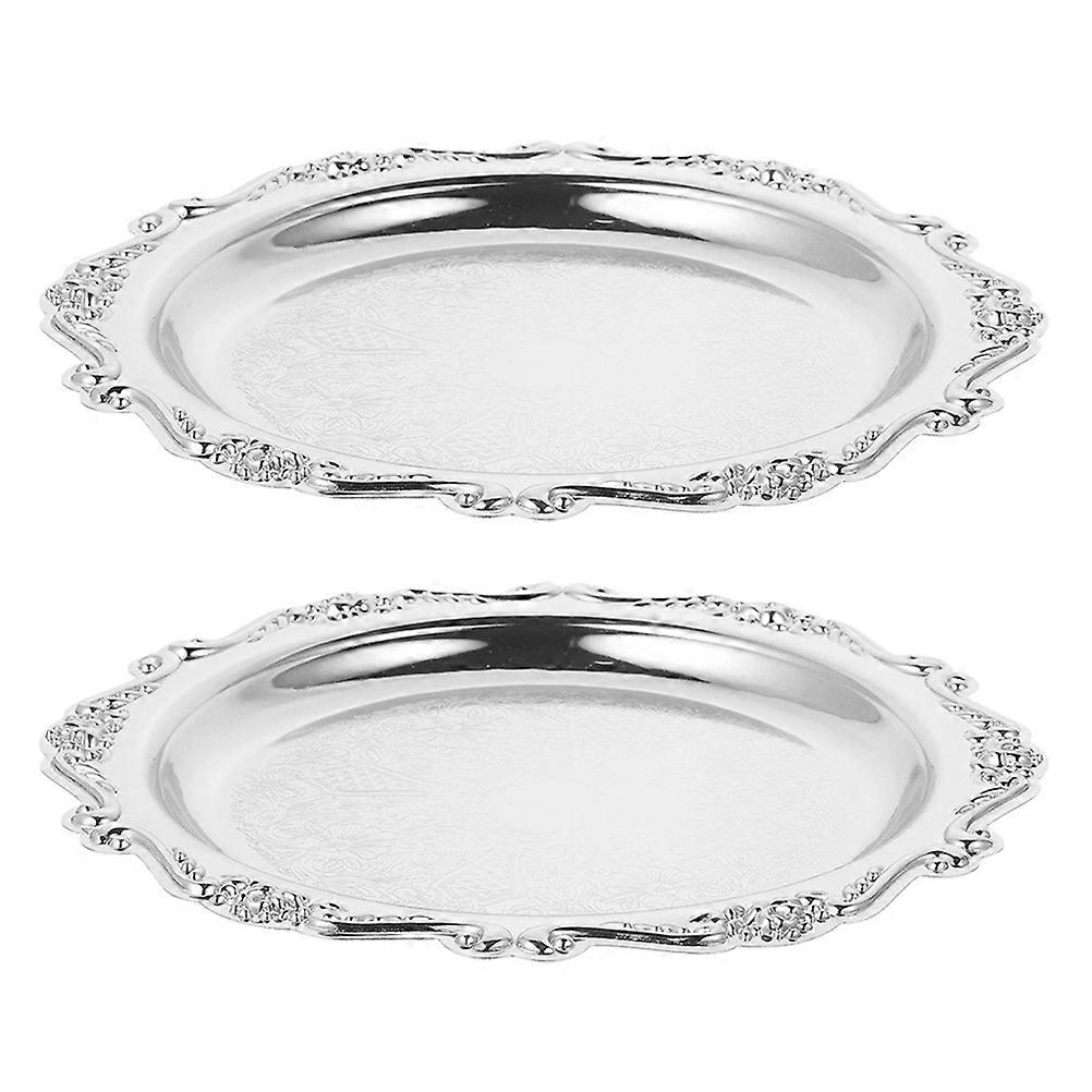 Silver Zero Food Tray for Snacks with 2Pcs Elegant Iron Serving Tray