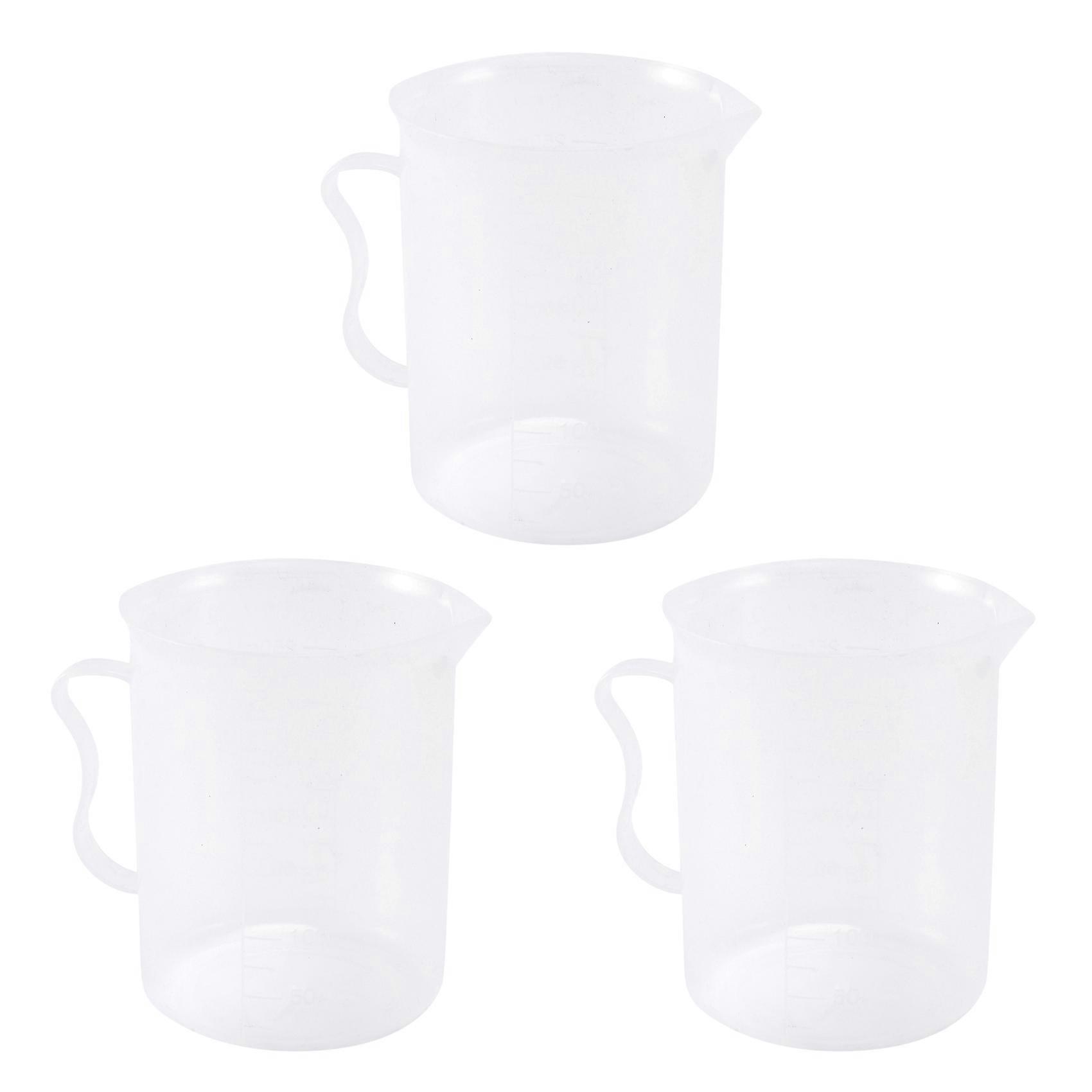 3X Measuring Jug 250ML Graduated Beaker Clear White Plastic Cup