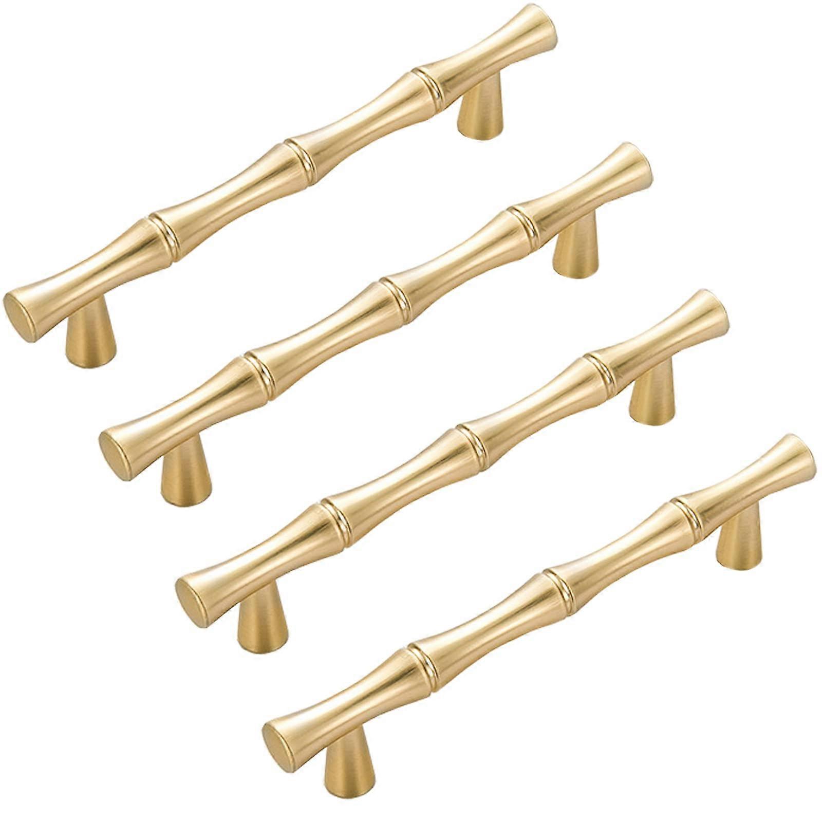 Bamboo Cabinet Handles 96mm Zinc Alloy Drawer Pulls Pack of 4 with Elegant Design and Durable Finish