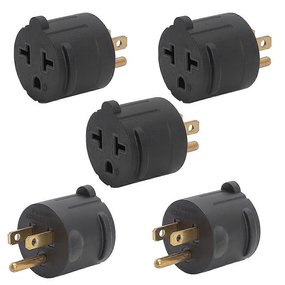 5Pack NEMA Plug Adapter 515P to 520R 15A to 20A TBlade AC Power Converter Black