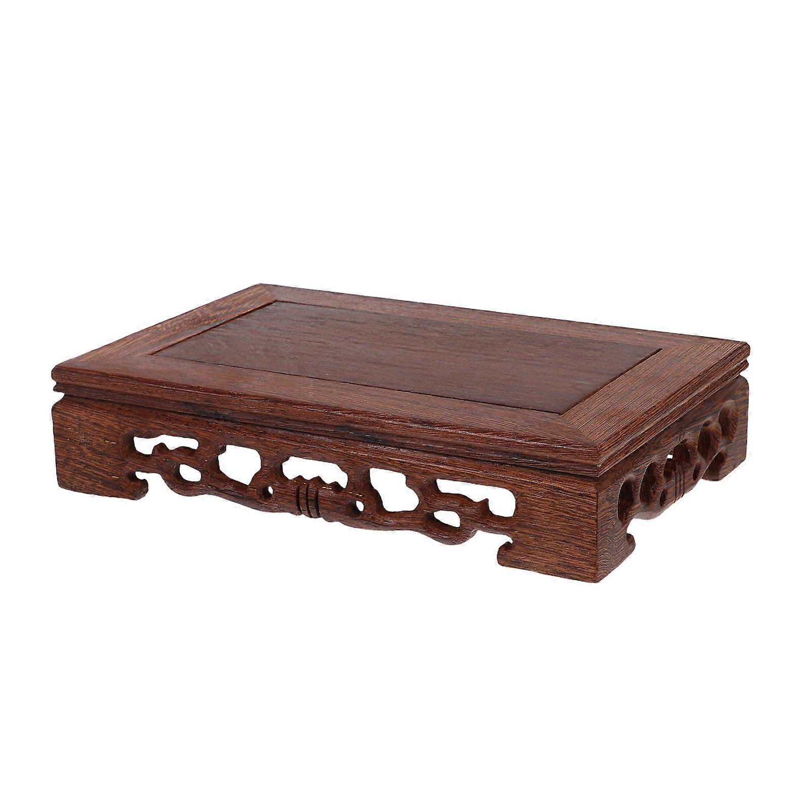 Brown Wood Display Base Rectangular Stand for Display 5Pcs Craft Items