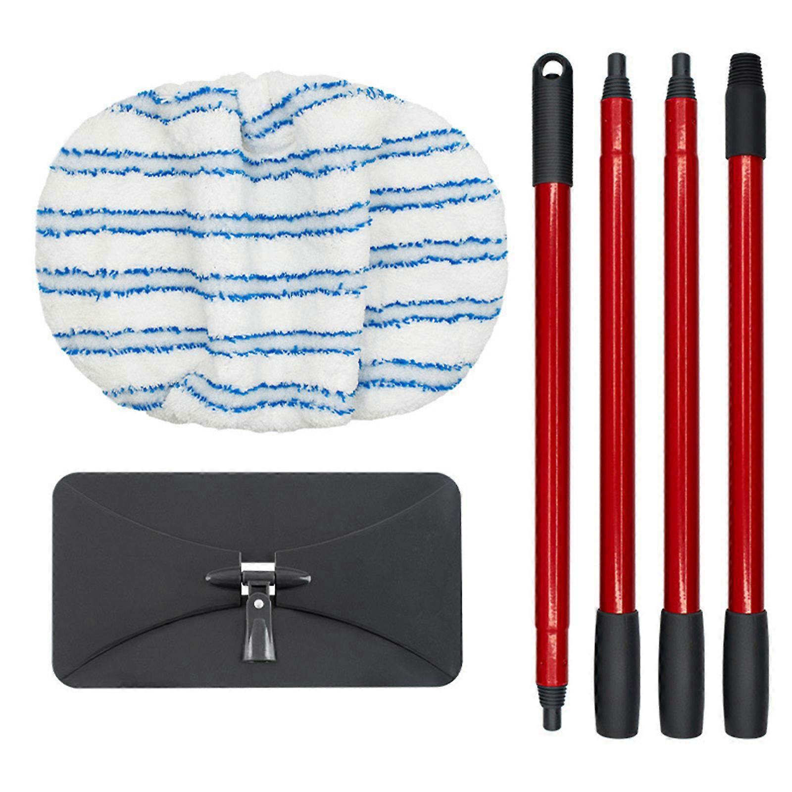 Microfiber Flat Mop Pad Set with Adjustable Fine Thread Four-Section Pole for O-Cedar