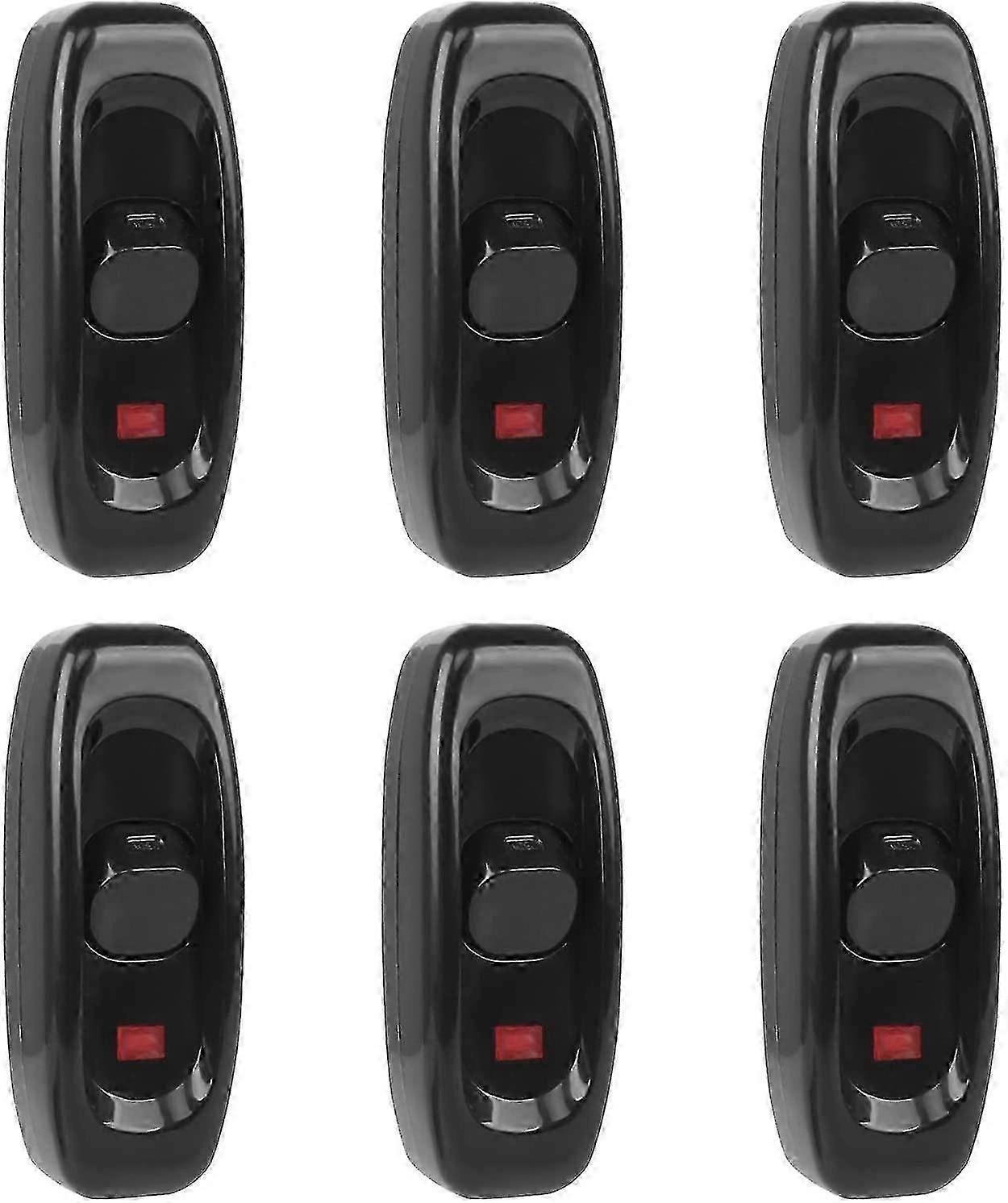 6pcs Lamp Switch, Toggle Switch 250v 10a Line Cord Rocker Switch Intermediate Switch With Led Indicator Light (black)