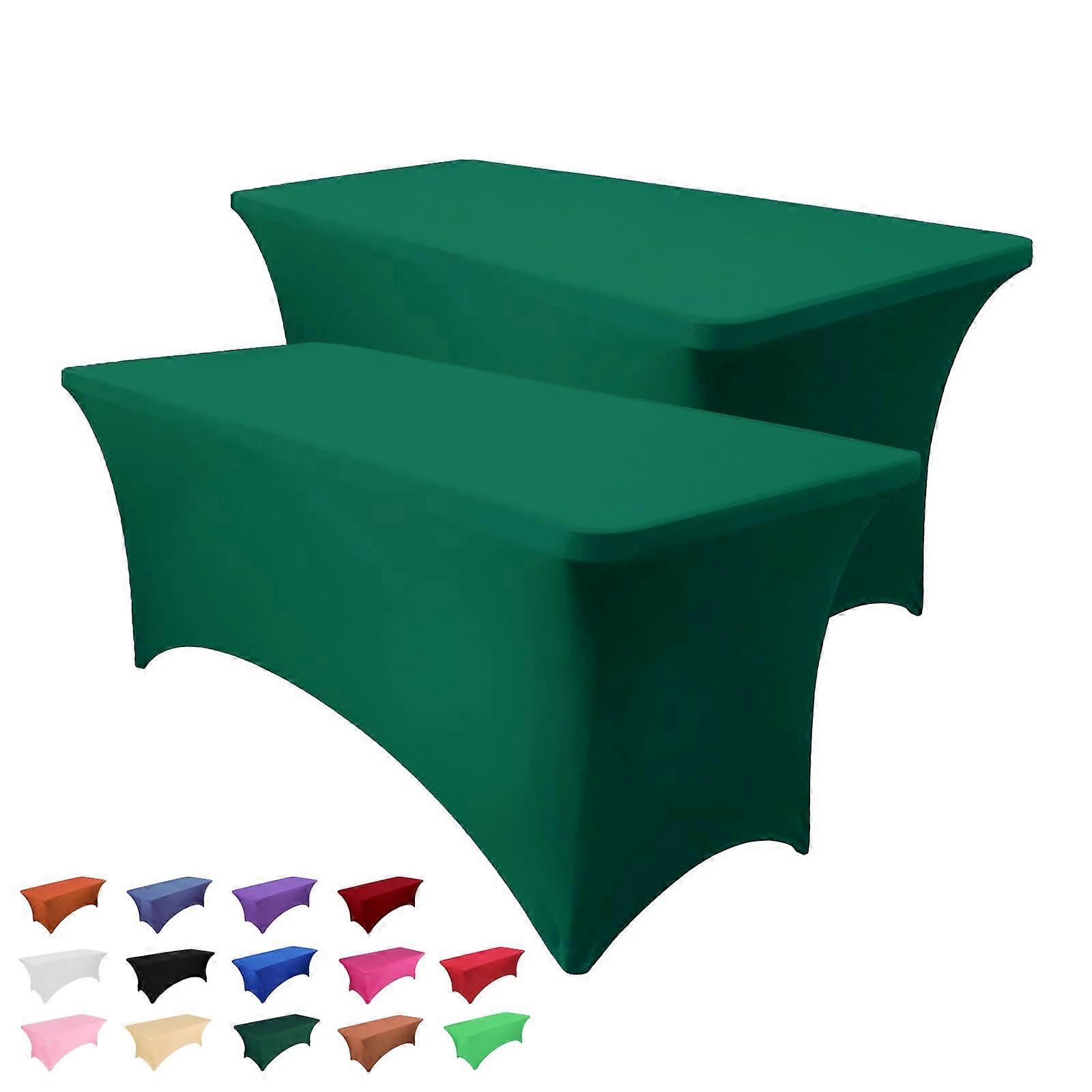 2 Pack 6FT Rectangular Spandex Tablecloth Green Stretch Fitted Cover with WrinkleResistant Fabric for Wedding Party