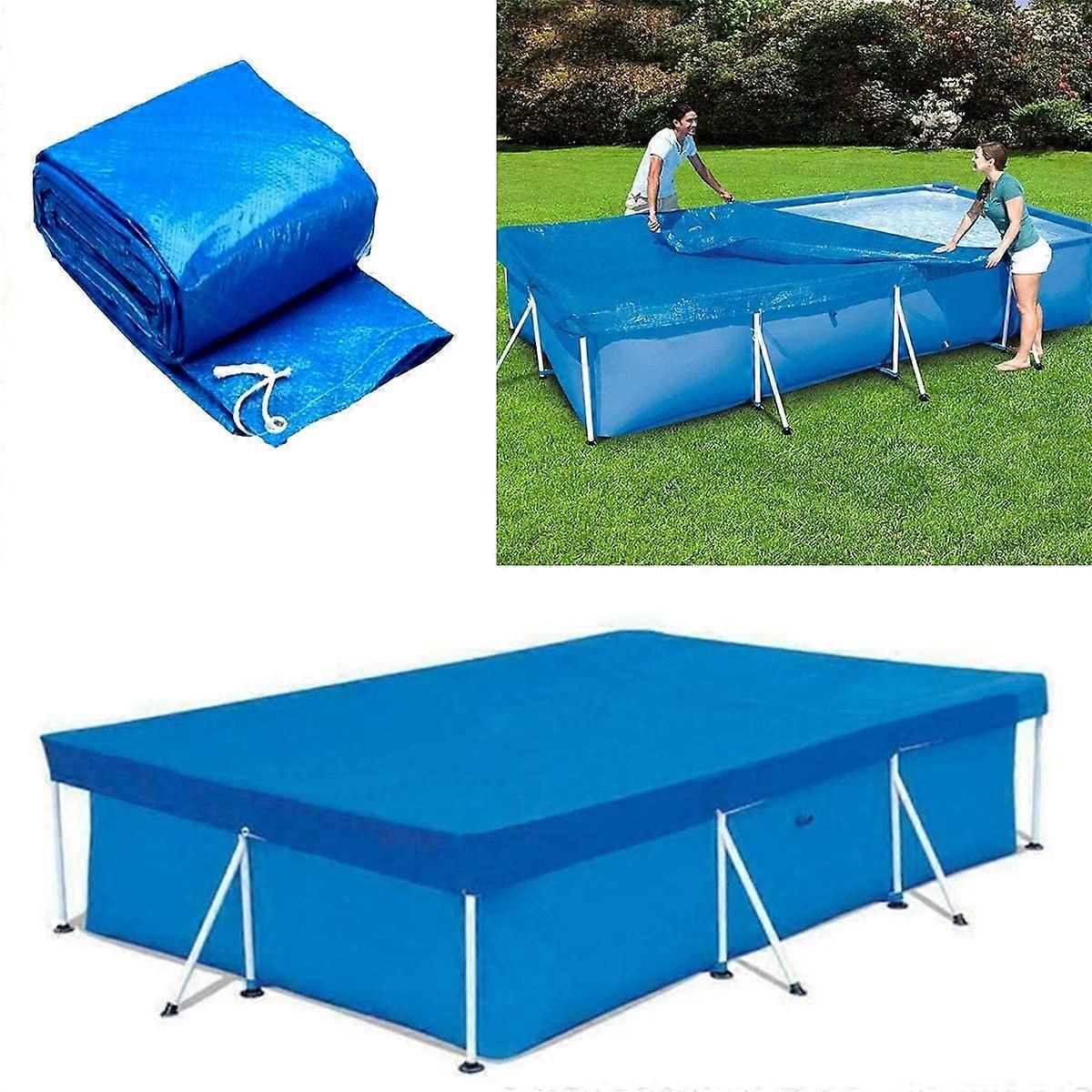 Rectangular Pool Cover for 9.8 x 6.6 ft Above Ground Pools, Durable PE Dustproof Rainproof Outdoor