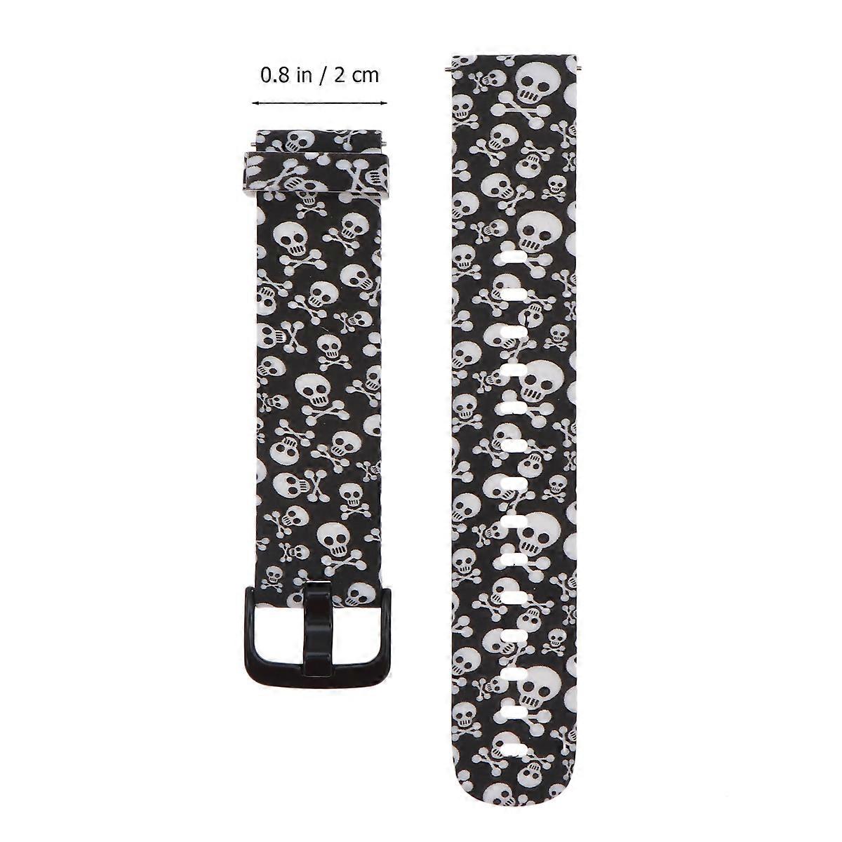 Silicone Watchband Multi Pattern Skull Style Adjustable Size Daily Style 21x2 Cm Replacement Accessory 1Pack
