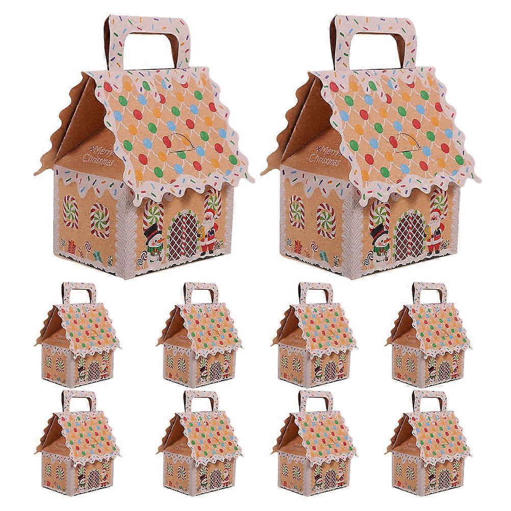Christmas Gingerbread House Candy Box for Storage Use 10Pcs Gift Boxes