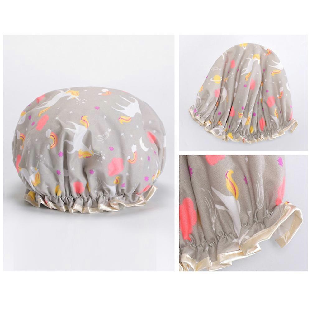 Bath Hat Cartoon Bath Hat for Shower Use Grey Unicorn Oilproof