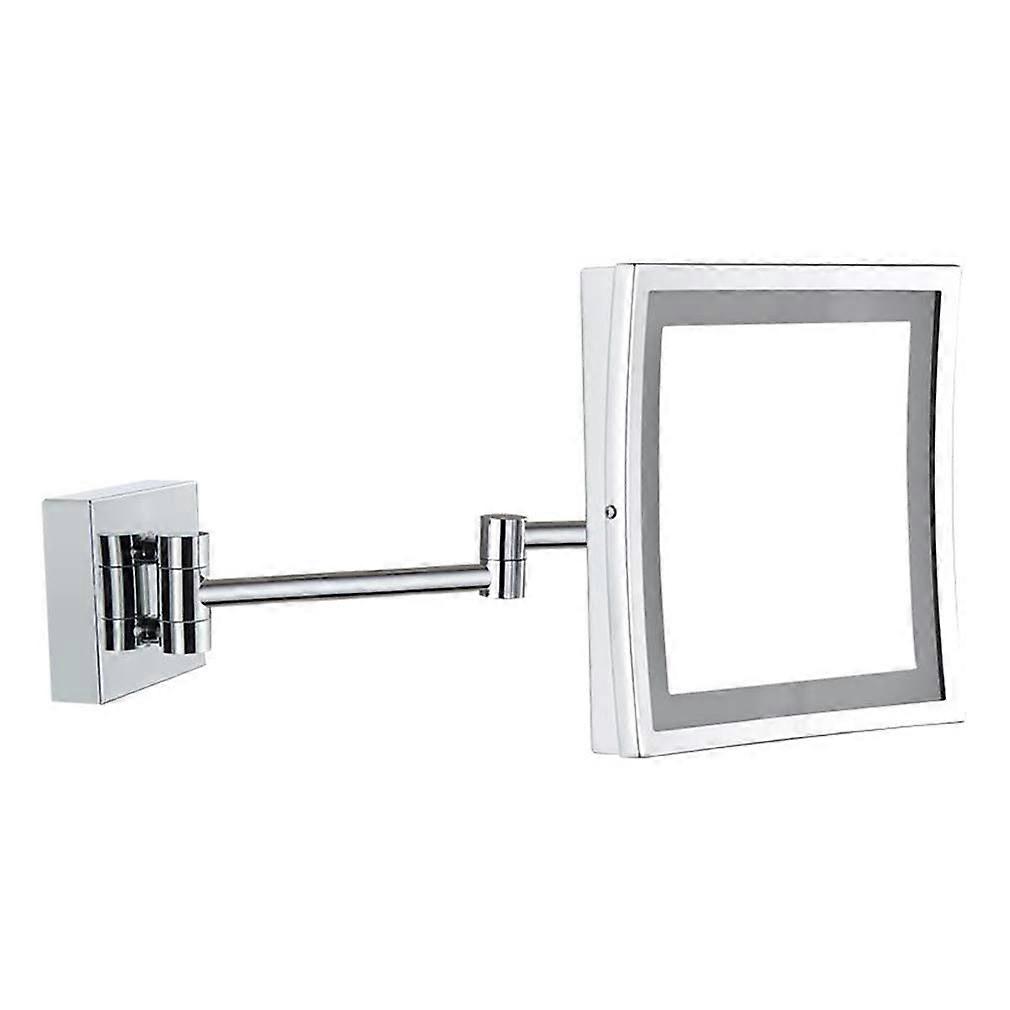 Lighted Makeup Mirror Wall Mounted with 3x Magnification, Extendable Arm, 360° Rotation, Silver