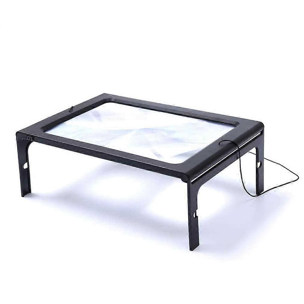 Large Page Magnifier 3X Full A4 with LED Light, Foldable USB Rechargeable Reading Aid for Elderly